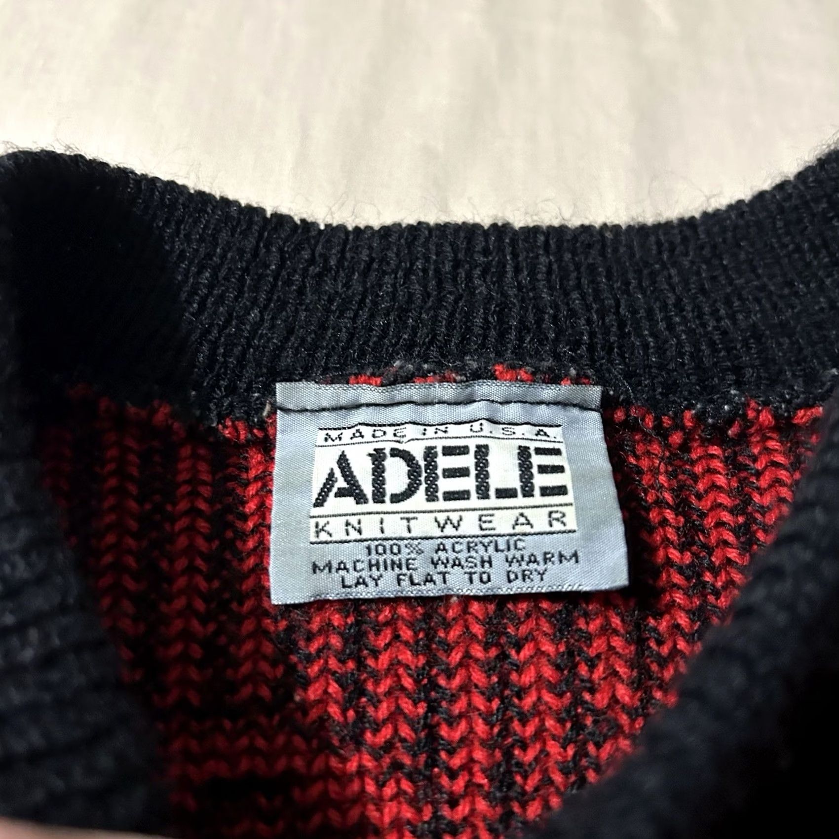 Vintage VINTAGE Adele Striped Sweater Women M Red 80s Knit Acrylic Teddy Bear Pullover Medium Size M / US 6-8 / IT 42-44 - 4 Thumbnail