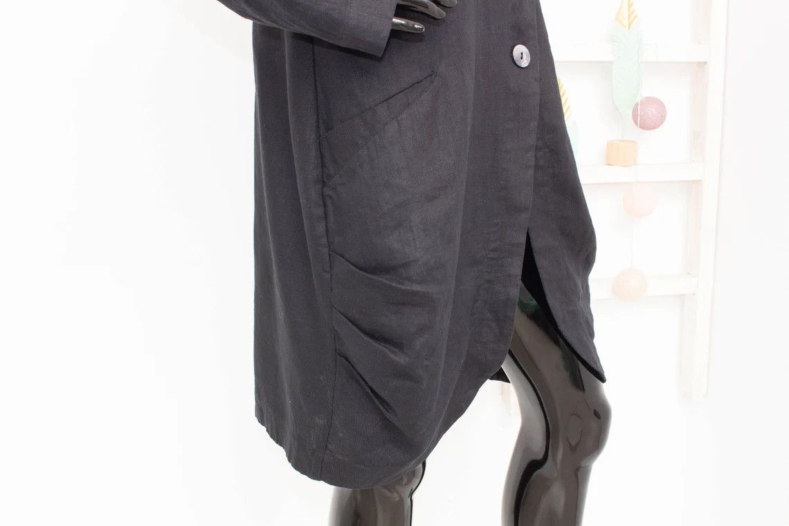 Vintage Avant Garde Linen Coat by Bitte Kai Rand Copenhagen Black Size M / US 6-8 / IT 42-44 - 4 Thumbnail
