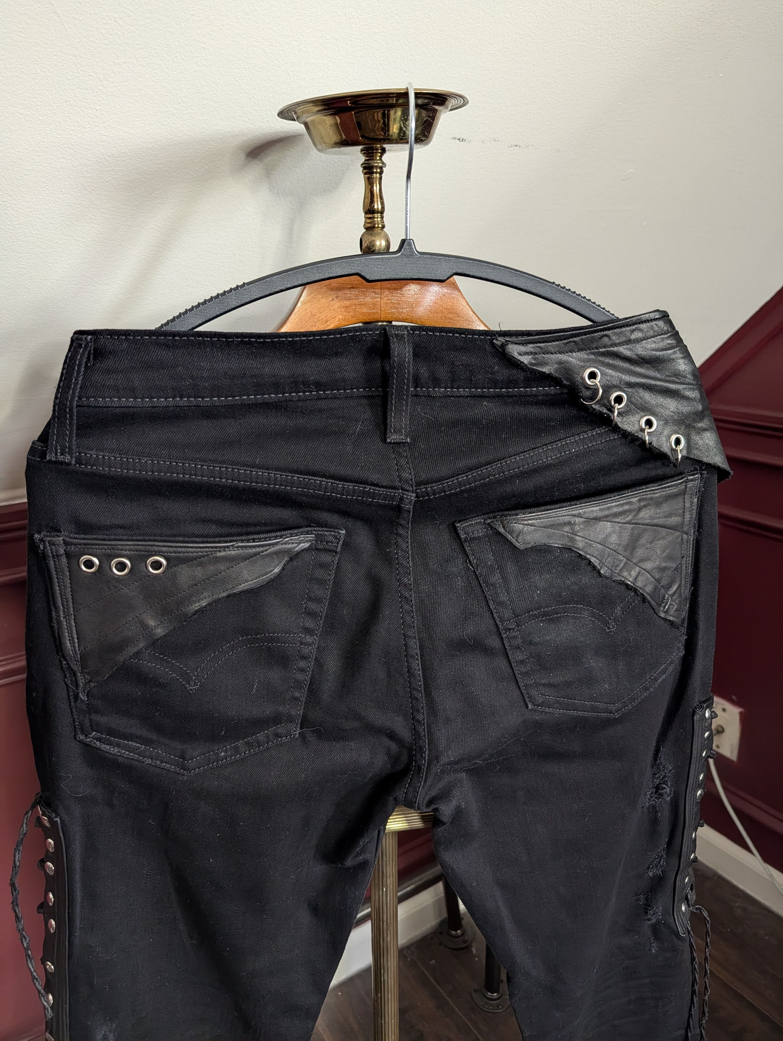 If Six Was Nine SHOHEI TAKAMIYA 1/1 leather studded pierced flared jeans Size US 30 / EU 46 - 10 Thumbnail