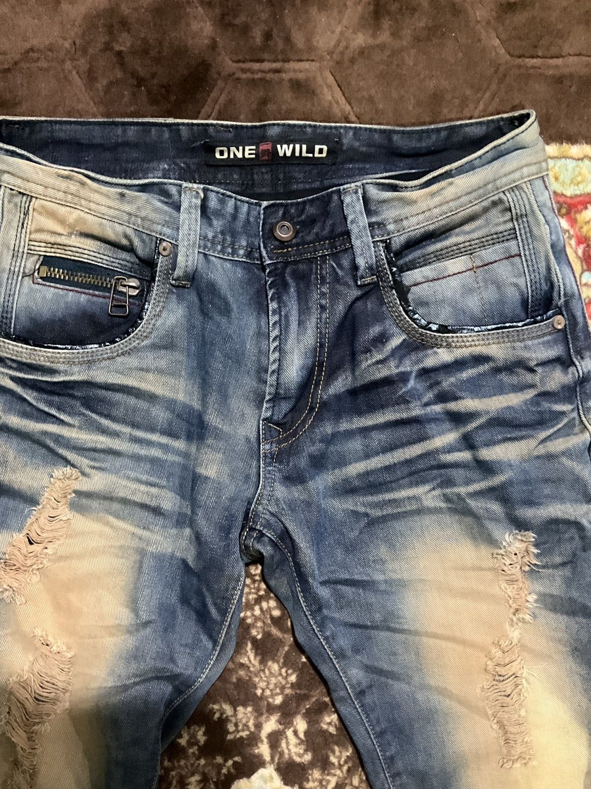 Japanese Brand ONE WILD Baggy Fit Denim Jeans Vintage Y2K Size US 30 / EU 46 - 6 Thumbnail