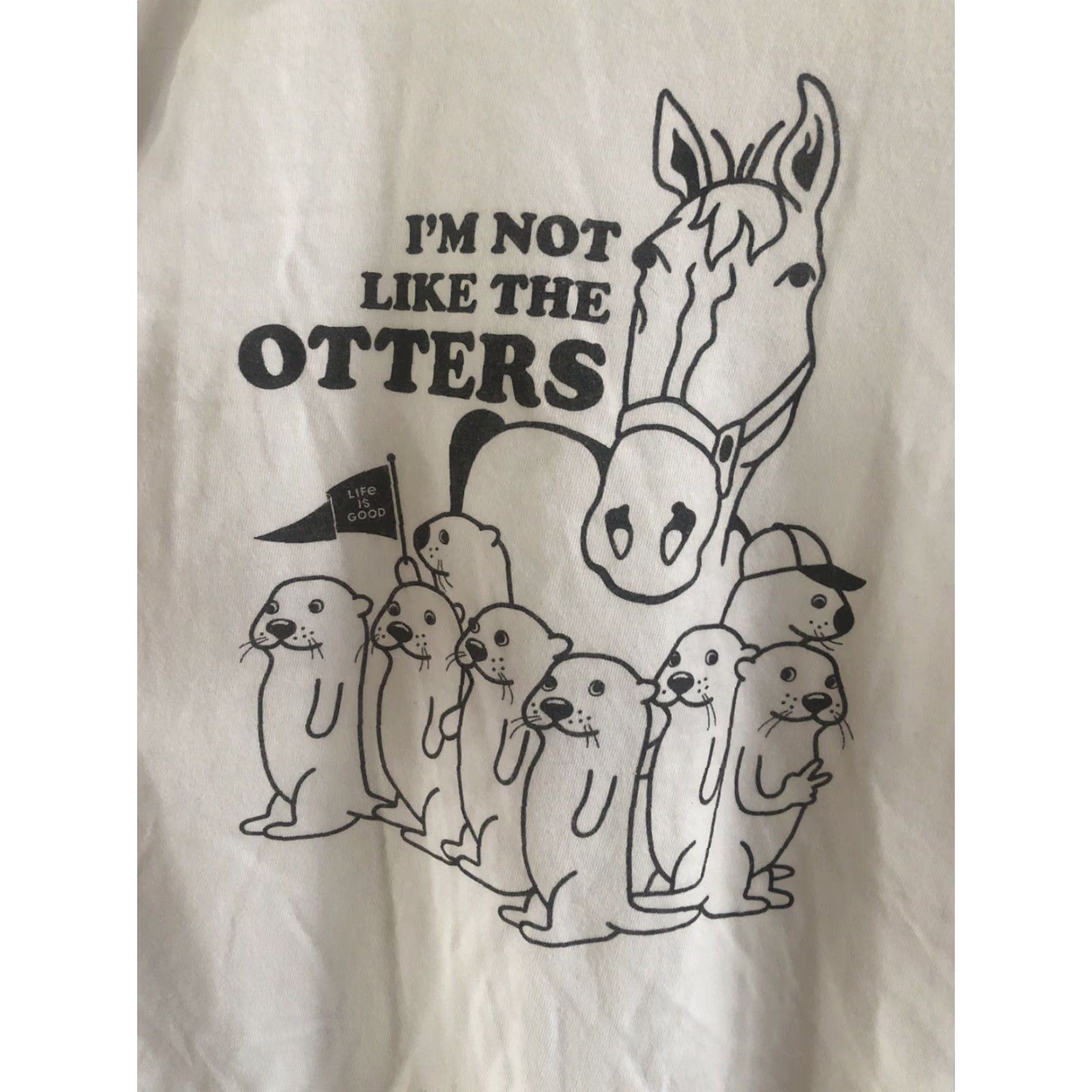 Life is Good LIFE is GOOD White Not Like The Otters T-Shirt Top XL Women Horse Classic Crew Neck Short Sleeve Pullover Cotton 100% Regular Size White Size XL / US 12-14 / IT 48-50 - 2 Thumbnail