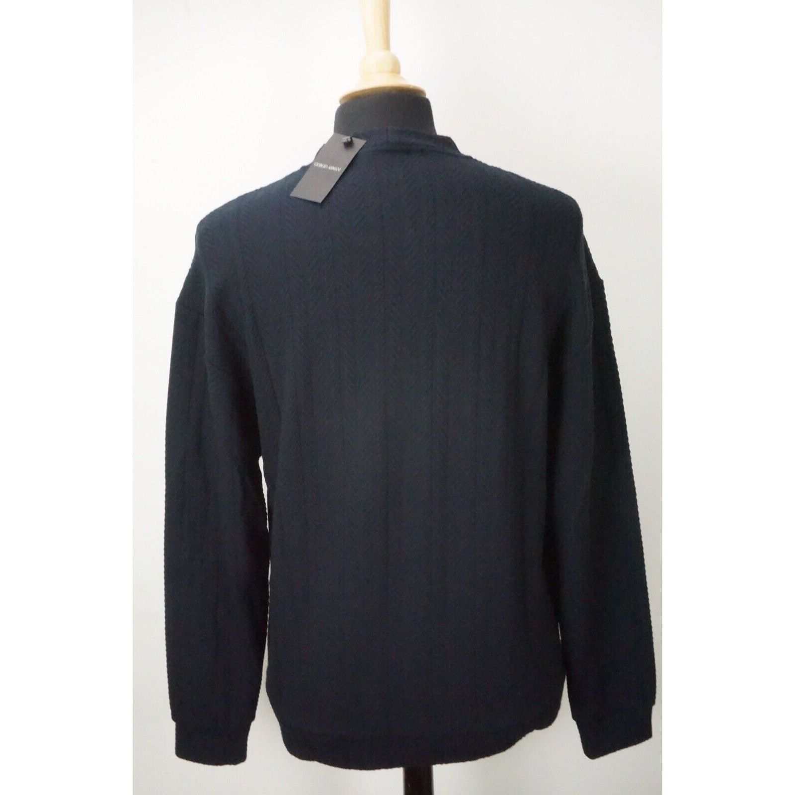 Giorgio Armani Giorgio Armani Black Label Cotton Blend Navy Textured Sweate Size US M / EU 48-50 / 2 - 3 Thumbnail