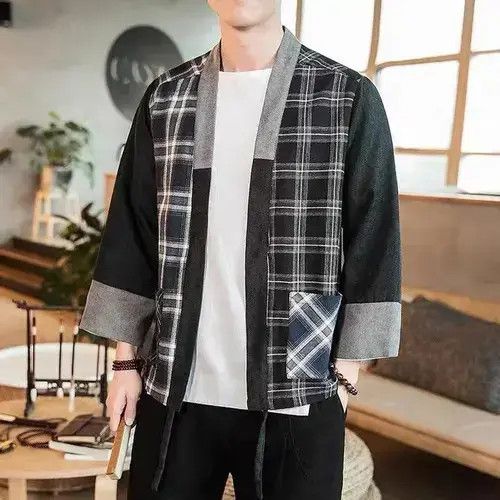 Other New Release Checkered Pocket Cardigan Kimono Noragi Size US XS / EU 42 / 0 - 1 Thumbnail