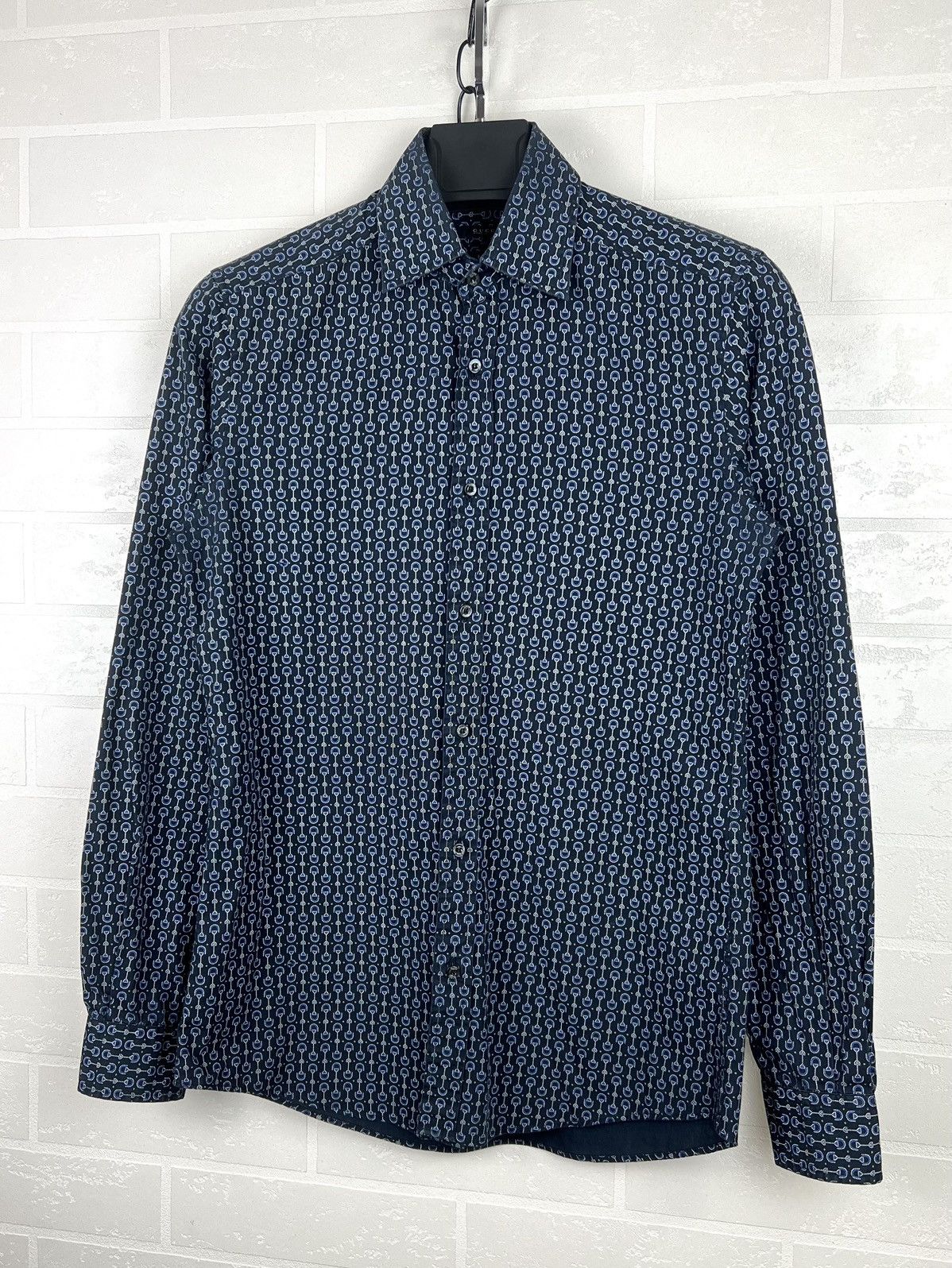 Gucci GUCCI Shirt Button Up Fitted Monogram Printed Horsebit Men's Size US S / EU 44-46 / 1 - 3 Thumbnail