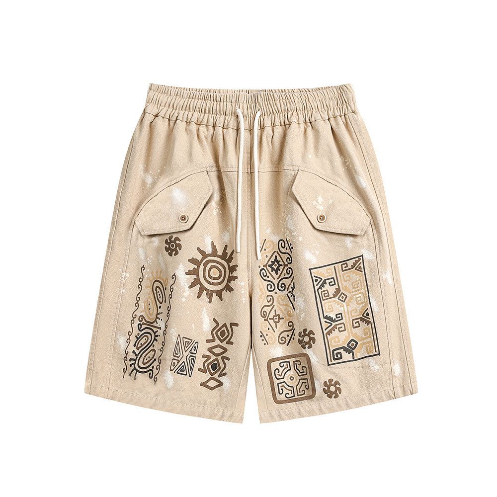 Japanese Brand × Vintage Men's sports loose casual graffiti pattern print shorts Size US 32 / EU 48 - 1 Thumbnail