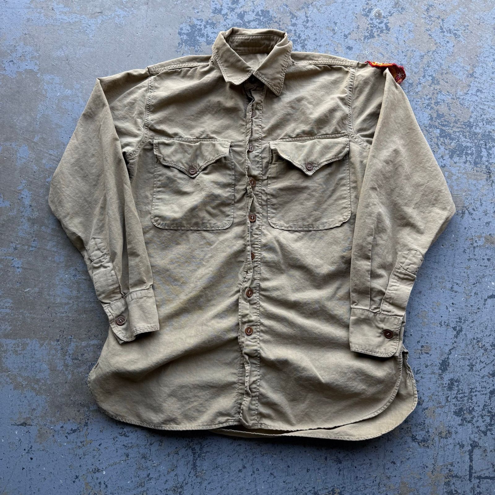 Vintage USMC Khaki Cotton Shirt 40s Vtg WW2 Size US S / EU 44-46 / 1 - 1 Thumbnail