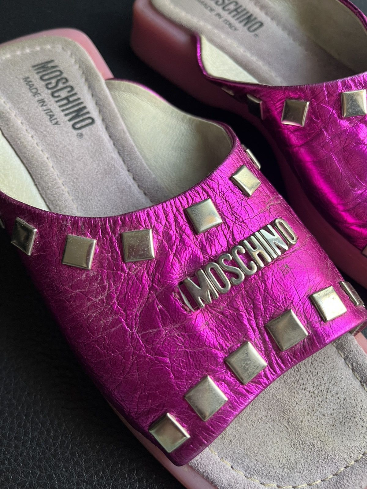 Moschino Mowchino vintage 35 pink leather flip flops Size US 5 / IT 35 - 3 Thumbnail