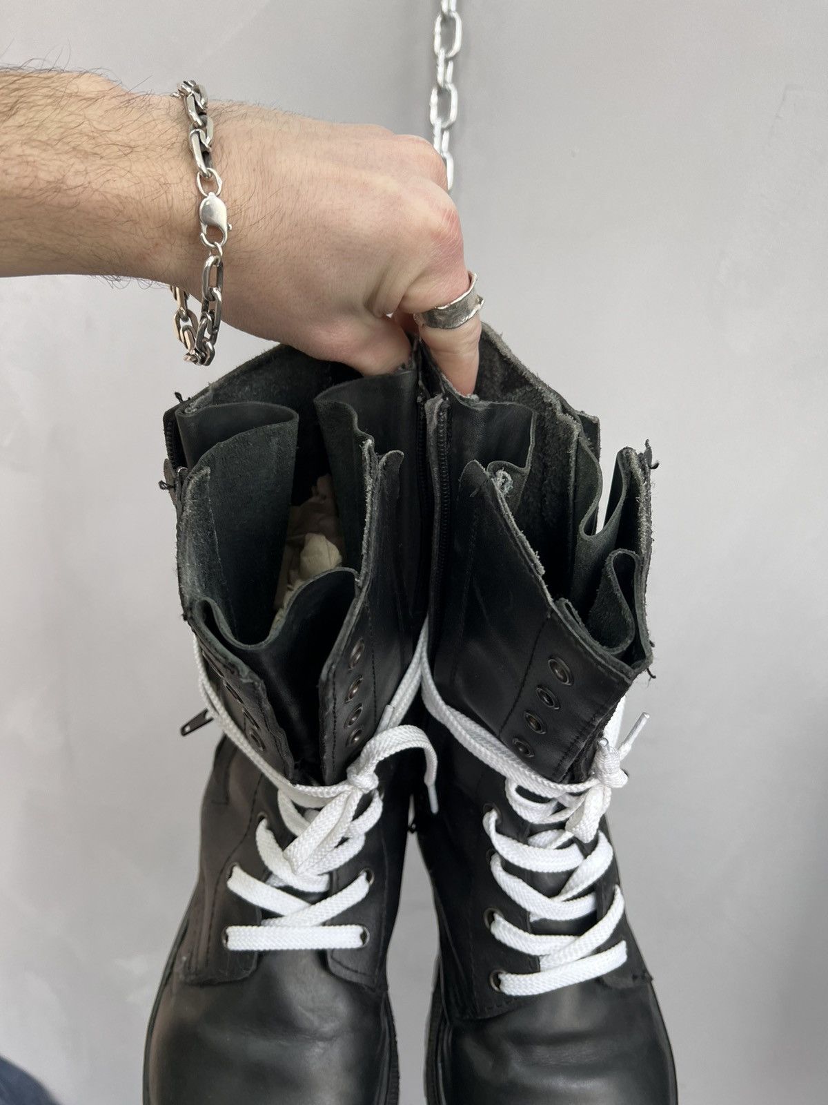 Other Black 90s Yeezy style Military Combat Zip Ankle Boots Size US 10 / EU 43 - 4 Thumbnail