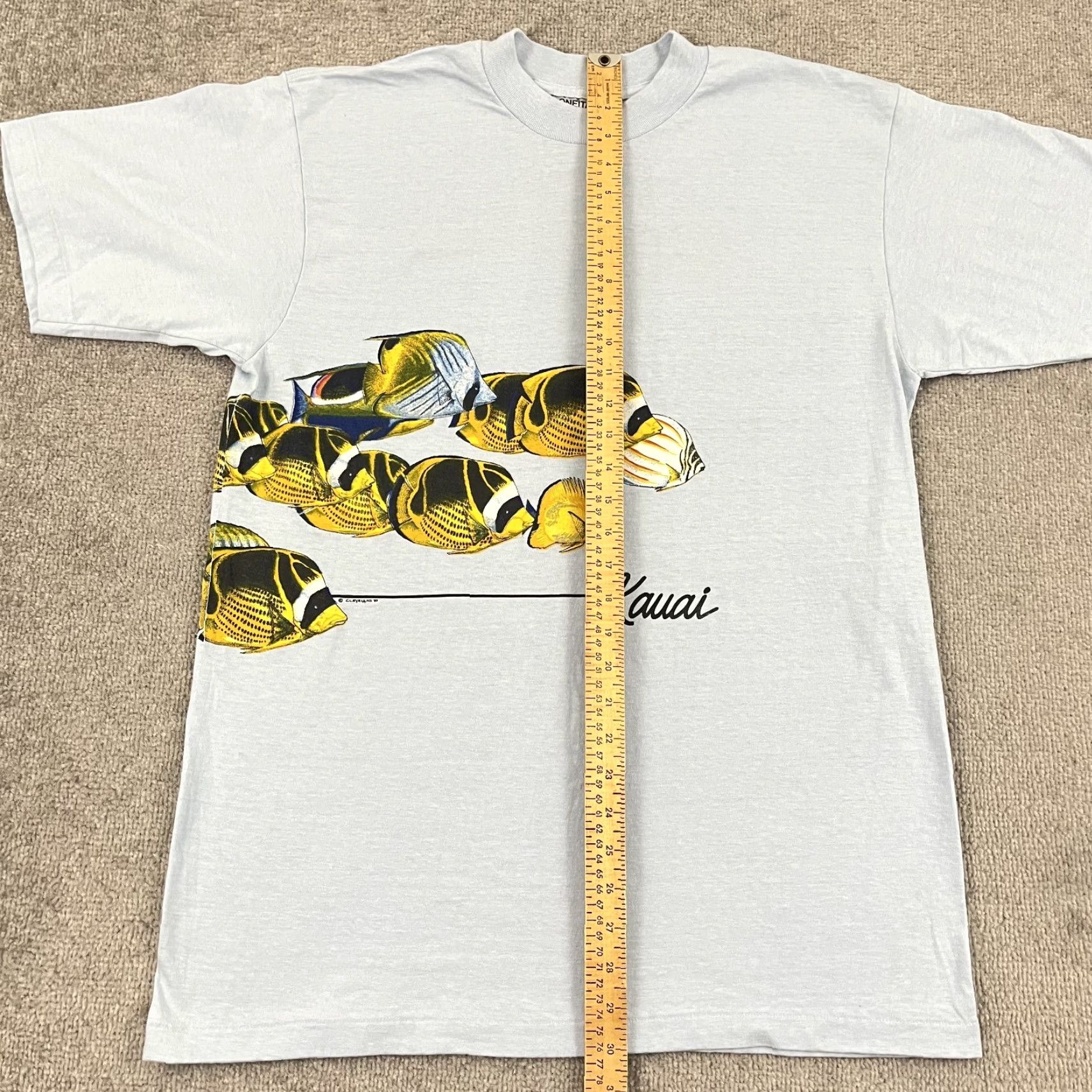 Vintage VINTAGE Oneita VTG Fish Shirt Men XL Blue Wrap Around All Over Kauai Hawaiian Beach Animals 90s Shirt Size US XL / EU 56 / 4 - 5 Thumbnail