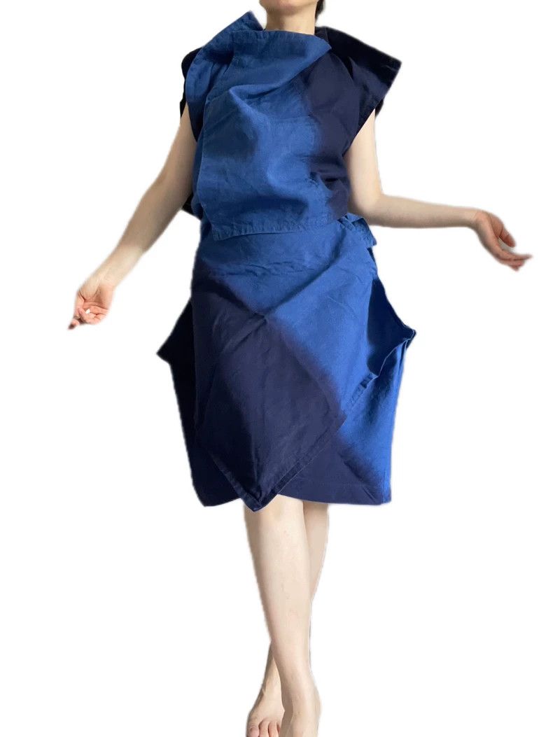 Issey Miyake Issey Miyake size:3 Blue-dyed short-sleeved top Size XS / US 0-2 / IT 36-38 - 2 Thumbnail