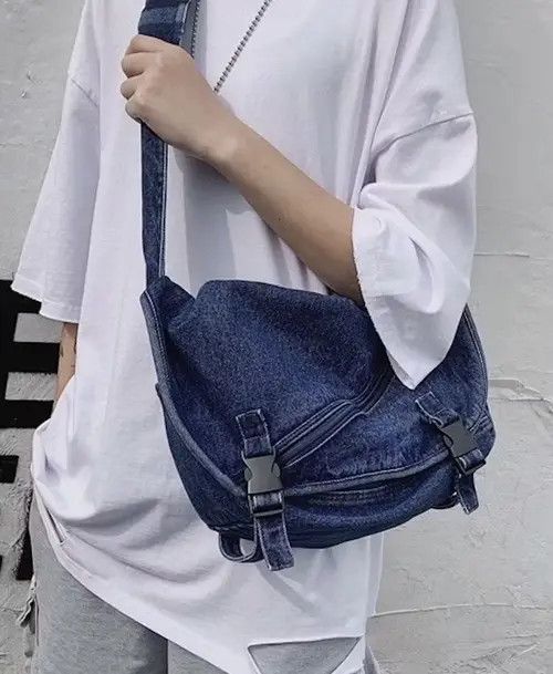 Indigo × Japanese Brand Bag Denim messenger shoulder bag with zip y2k vtg Size ONE SIZE - 2 Thumbnail