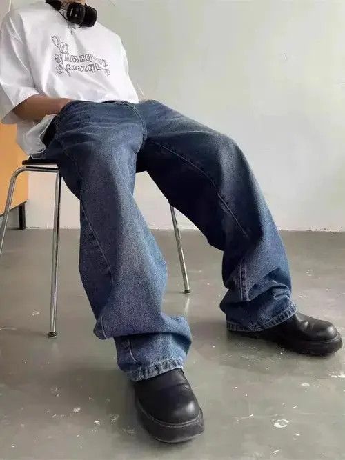 Japanese Brand × Jean Retro washed distressed heavyweight wide leg jeans Size US 32 / EU 48 - 3 Thumbnail