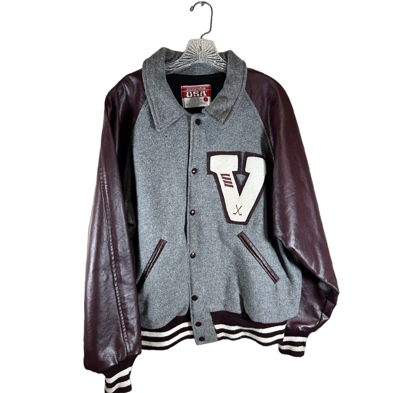 Vintage VINTAGE Lindsay Varsity Jacket Maroon Wool Golf Patches USA Large Men Size US L / EU 52-54 / 3 - 1 Thumbnail