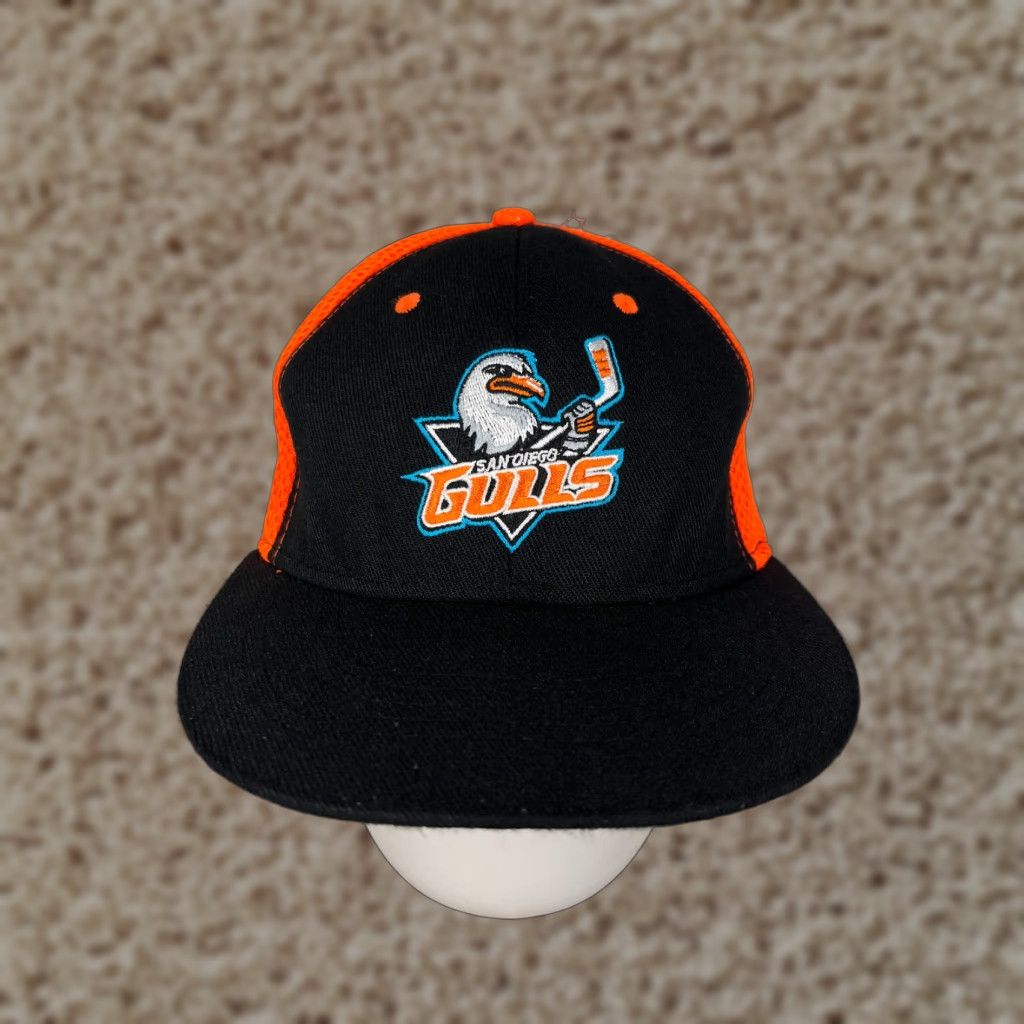 Vintage VINTAGE San Diego Gulls Hat Cap Snap Back Adult Black Orange Embroider Poly Trucker AHL Size ONE SIZE - 1 Thumbnail
