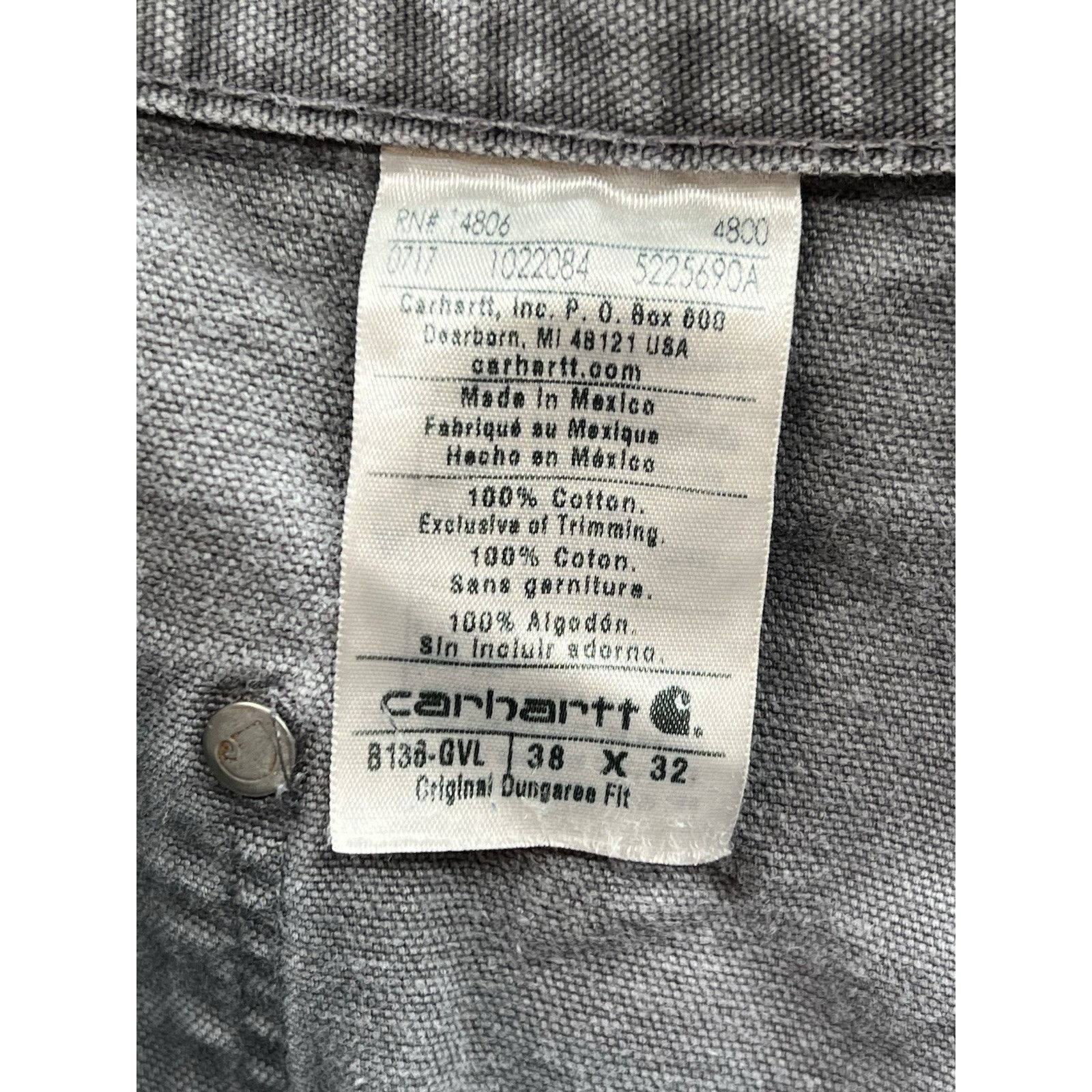 Carhartt Carhartt B136 GVL Double Knee Duck Canvas Pants Grey 38x32 Size US 38 / EU 54 - 3 Thumbnail