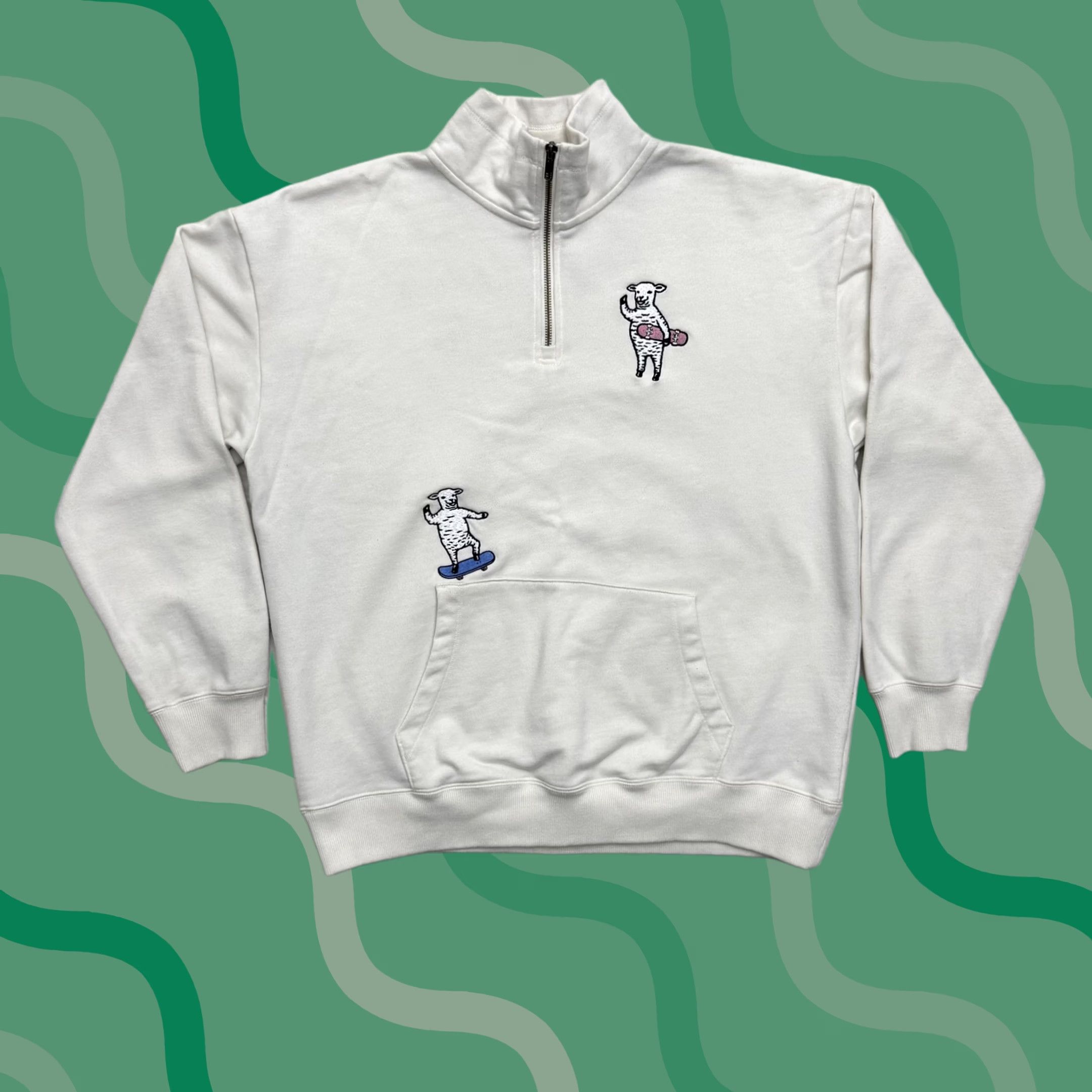 Vintage graniph Sweatshirt Mens Medium LCP Lambchop Skateboarding Quarter Zip Pullover Graphic Print White 1/4 Zip Pockets Recreation Sports Men Size US M / EU 48-50 / 2 - 1 Thumbnail