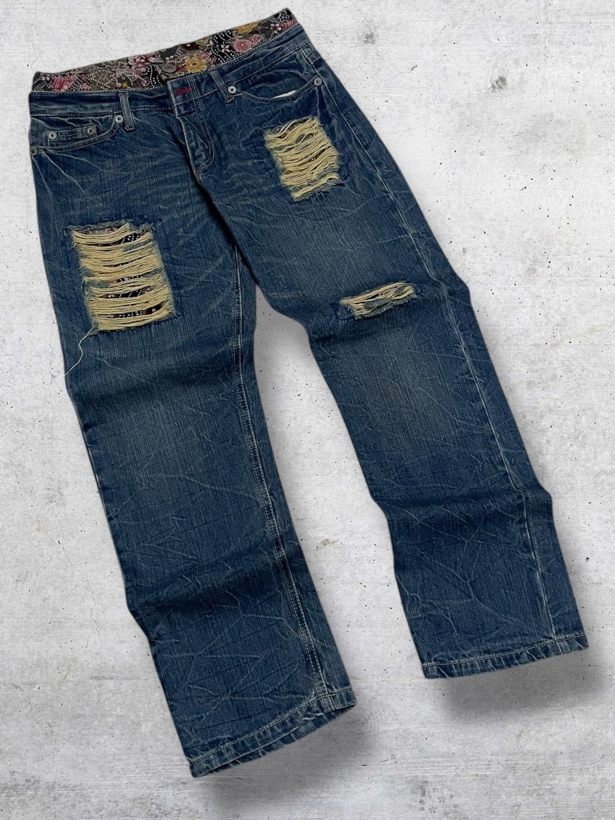 Japanese Brand JAPAN DESIGNER KARAKURI TAMASHI RIPPED TRADITIONAL 90S DENIM Size US 31 - 2 Thumbnail