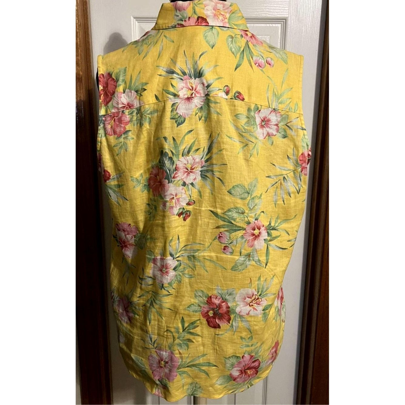 Lauren Ralph Lauren Ralph Lauren Women’s Yellow Floral Linen Sleeveless Blouse Size L / US 10 / IT 46 - 2 Thumbnail