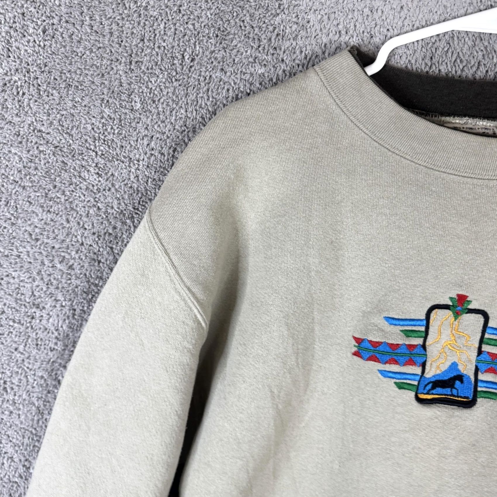 Vintage VINTAGE Abe Sweatshirt Mens Large Beige Horse Western Fleece Crewneck USA Size US L / EU 52-54 / 3 - 5 Thumbnail