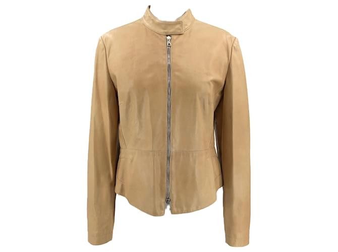 Brunello Cucinelli BRUNELLO CUCINELLI WOMENS LEATHER JACKET WHITE CREAM Size L / US 10 / IT 46 - 2 Thumbnail
