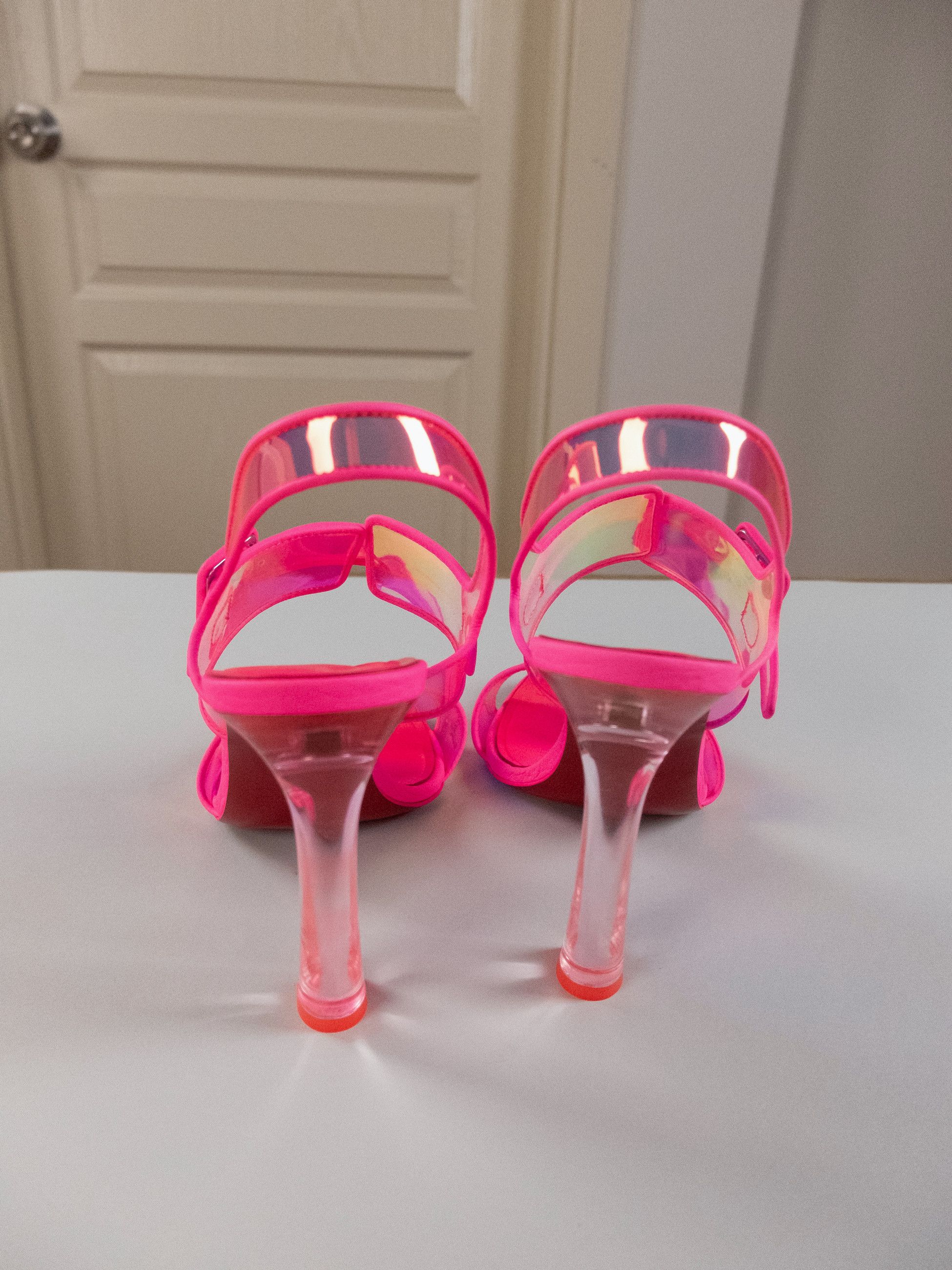 Christian Louboutin CHRISTIAN LOUBOUTIN Duniss 100 pink PVC leather trim sandals Size US 9.5 / IT 39.5 - 8 Thumbnail