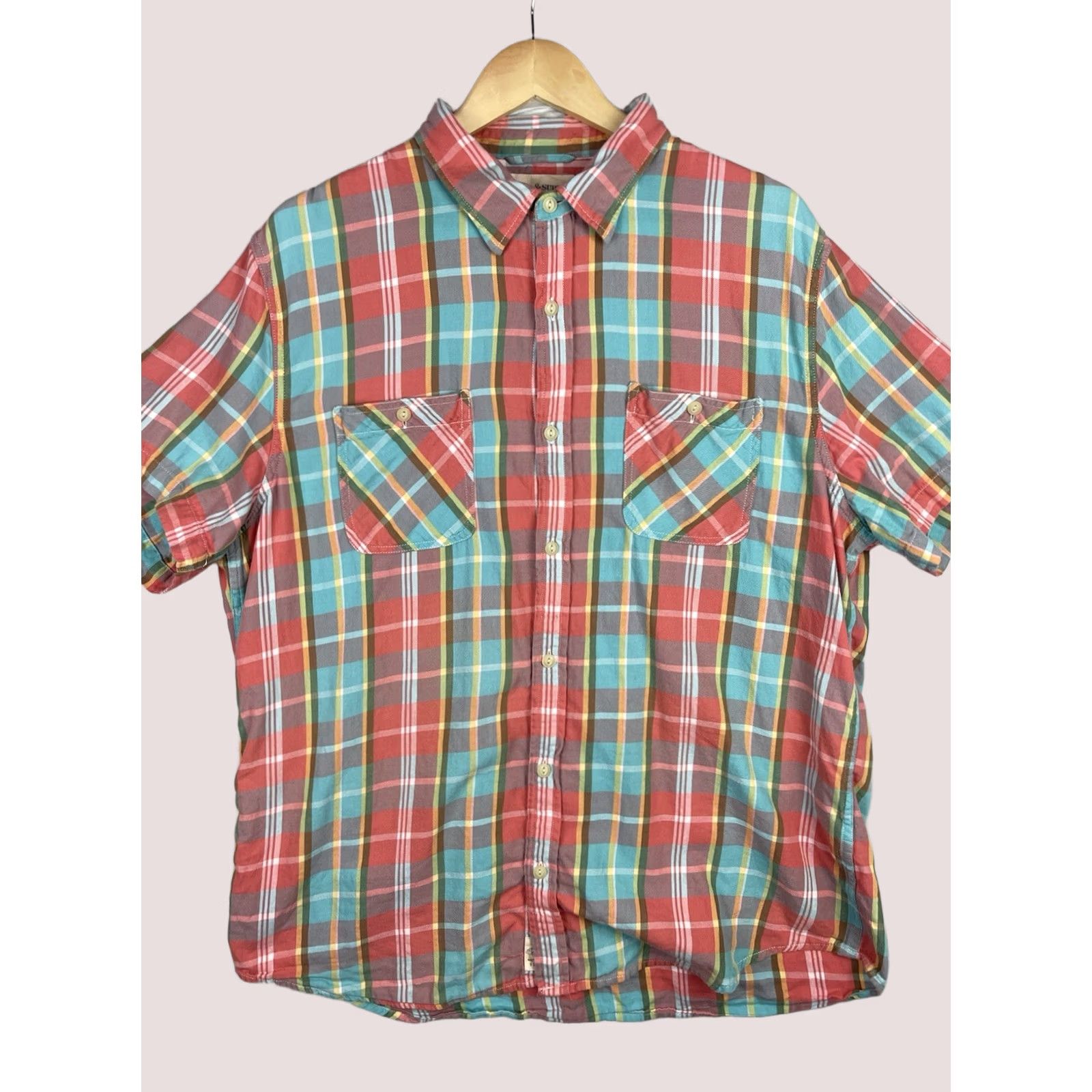 Vintage Denim & Supply Ralph Lauren Shirt Mens 2XL Pink Plaid Button-Up Kore Madras Pocket Casual Preppy Console Size US XXL / EU 58 / 5 - 1 Thumbnail