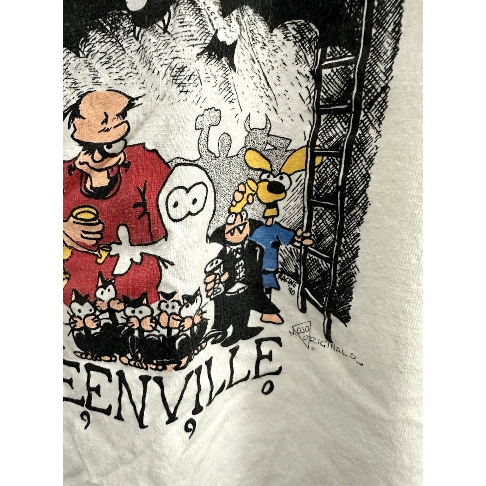 Vintage VTG Greenville ECU Halloween Frat Greek T-Shirt L Mens White Short Sleeve Vintage ECU Costume Witch Mojo 90s Boys Girls Size US L / EU 52-54 / 3 - 7 Thumbnail