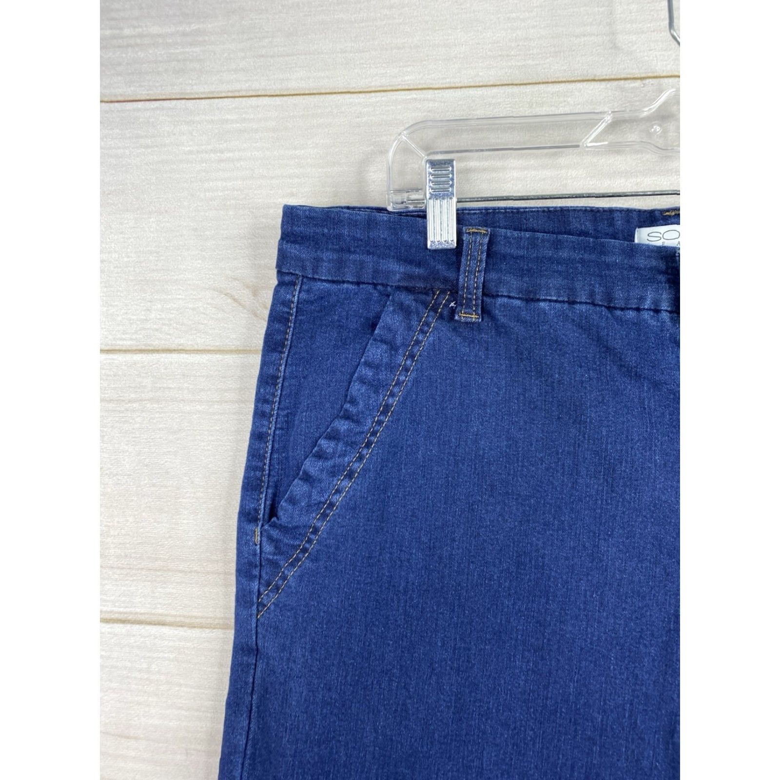 Vintage Sofia Vergara Jeans Trouser Flare 18 High Rise Dark Denim 32" Inseam Regular Plus Size Women Pants Stitch Pockets 5-Pocket Style Nautical Sailor Theme Size 40" / US 18 - 2 Thumbnail