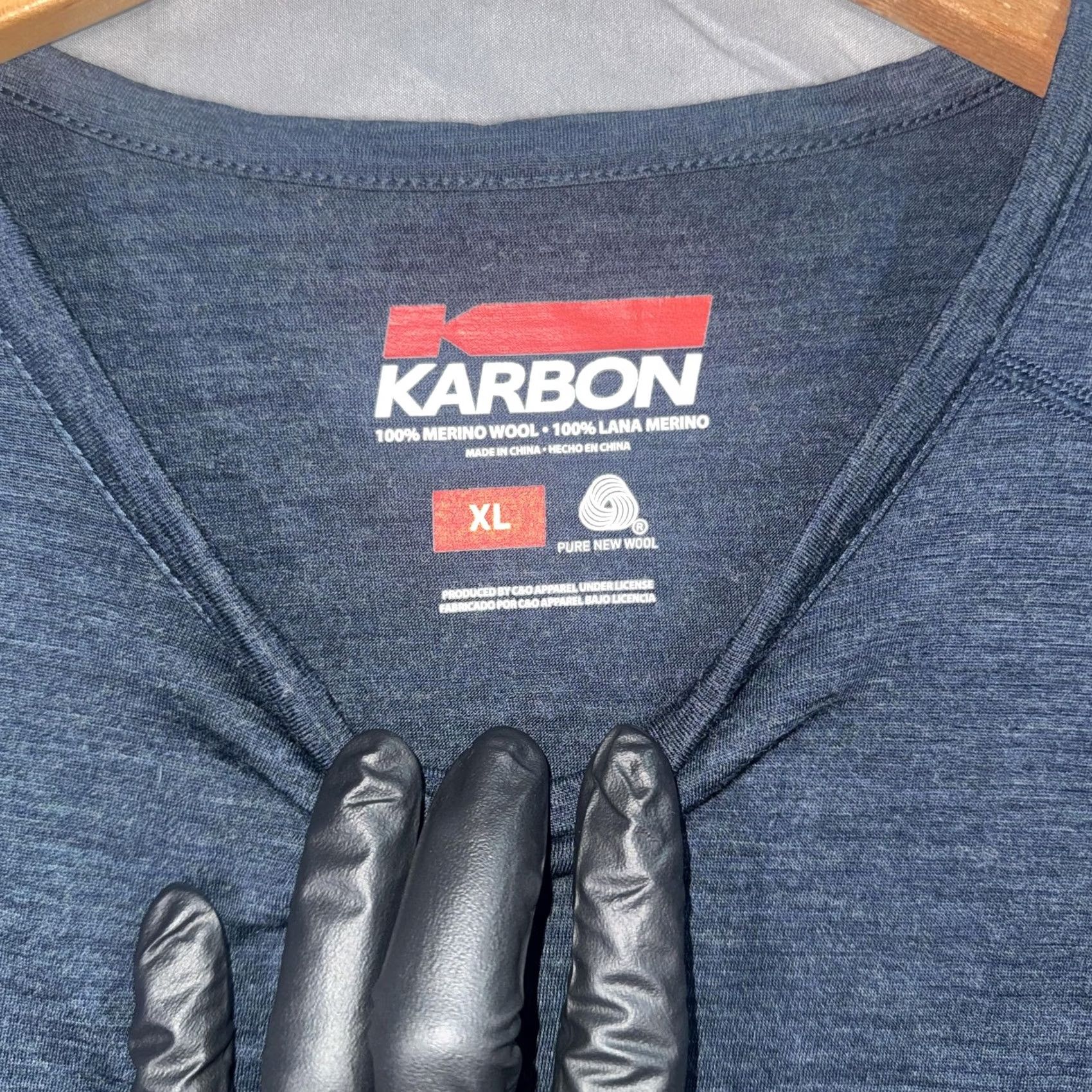 Carbon VINTAGE Karbon Shirt Mens XL Blue Merino Wool Long Sleeve Thermal Base Layer Performance Size US XL / EU 56 / 4 - 3 Thumbnail
