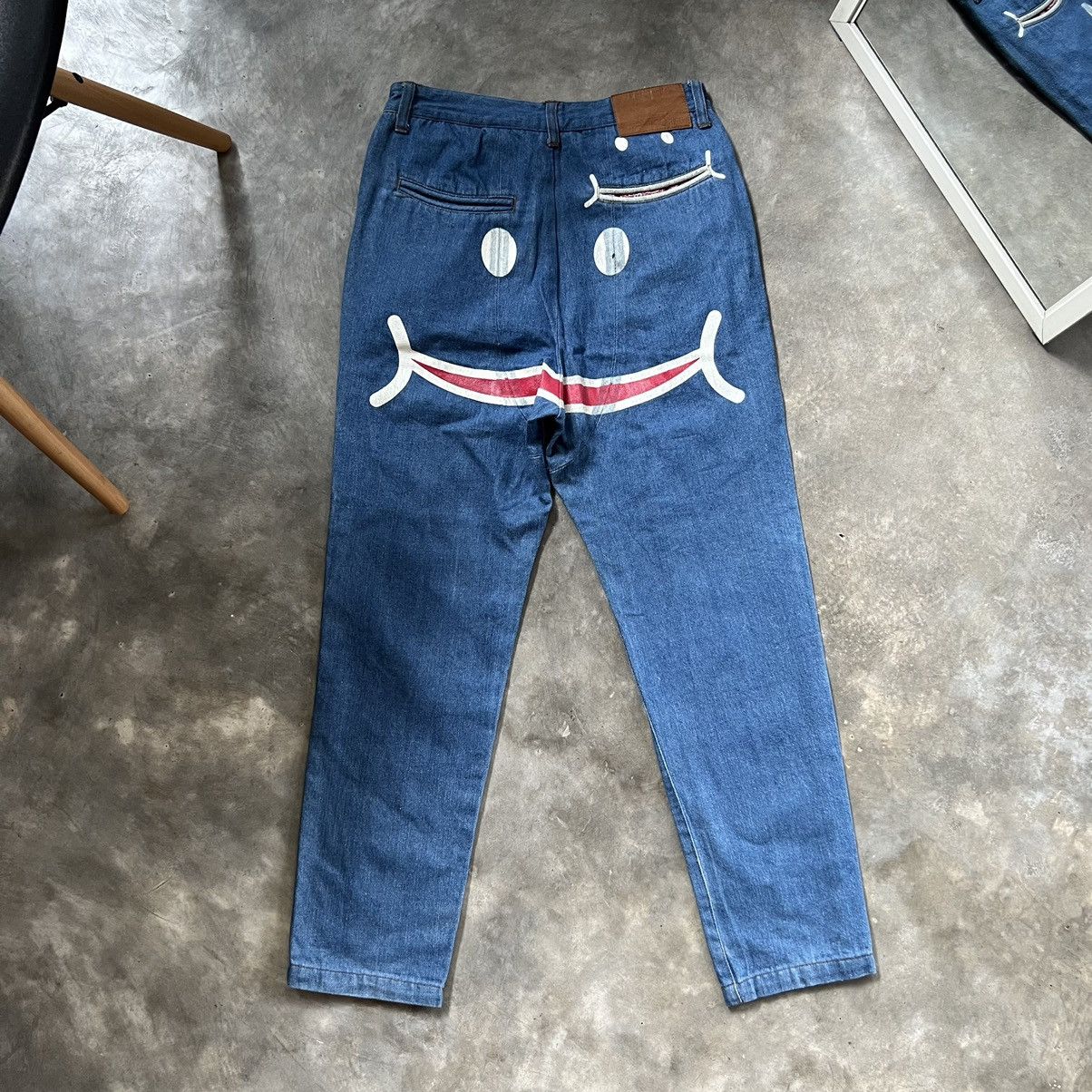 Japanese Brand 2000s Up Smile RHP Avant Garde Style Japan Denim Pants Size 31" - 1 Thumbnail