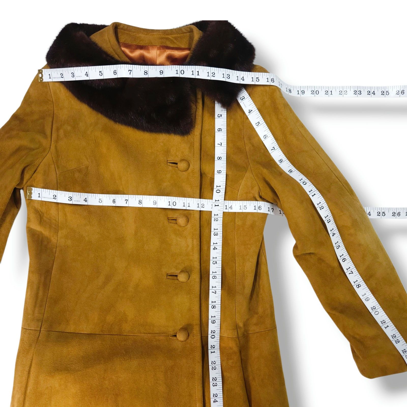 Other Vintage Suede Leather Fur-Trim Collar Button Swing Coat 8 Size M / US 6-8 / IT 42-44 - 10 Thumbnail