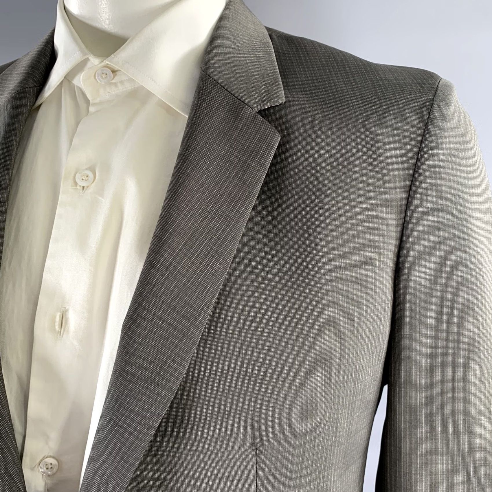 Maison Margiela MAISON MARGIELA Sport Coat Grey White Pinstripe Wool Notch Lapel 42 Mens Skinny? Size US XS / EU 42 / 0 - 2 Thumbnail