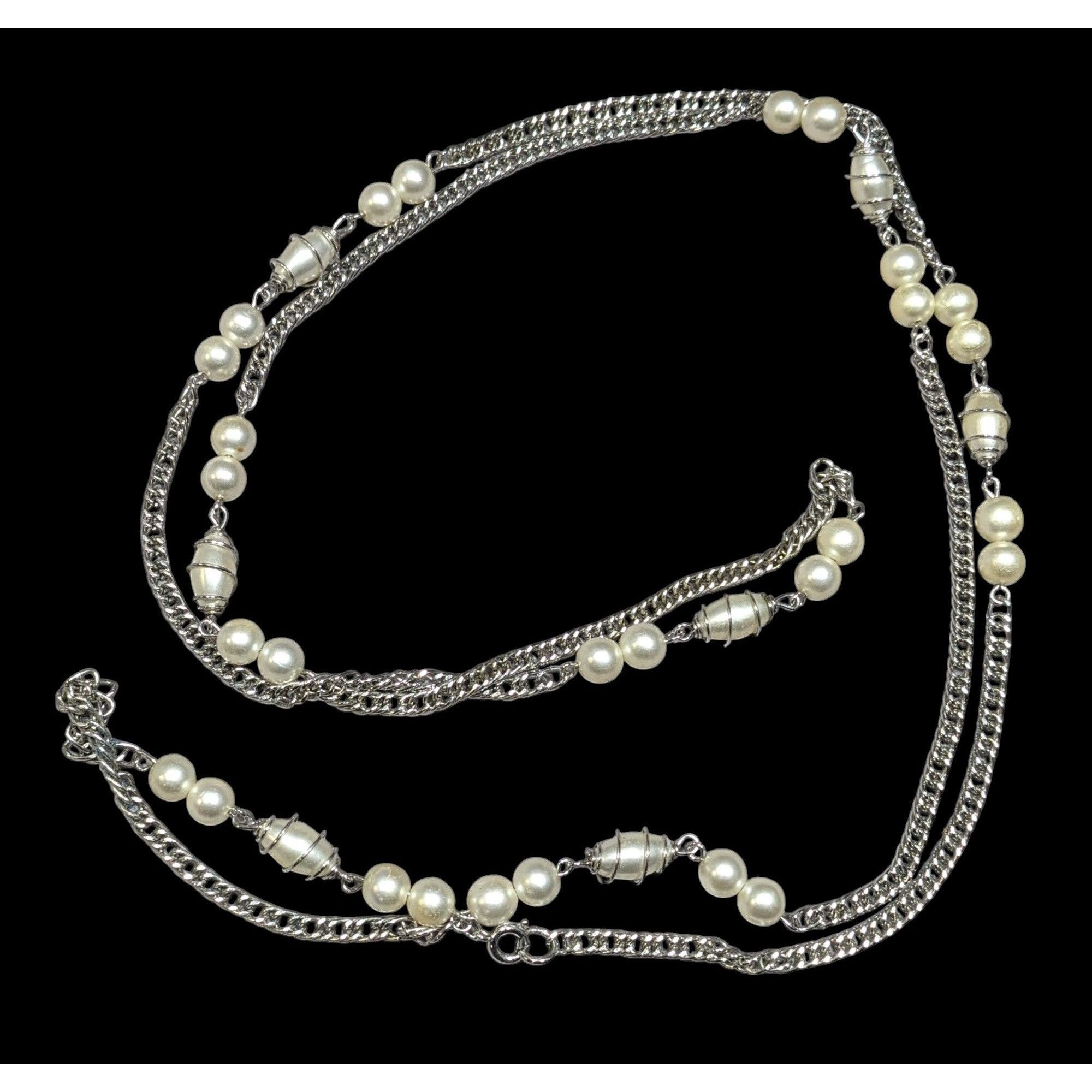 Other Vintage Wire Wrapped Faux Pearl Station Necklace Size ONE SIZE - 1 Thumbnail