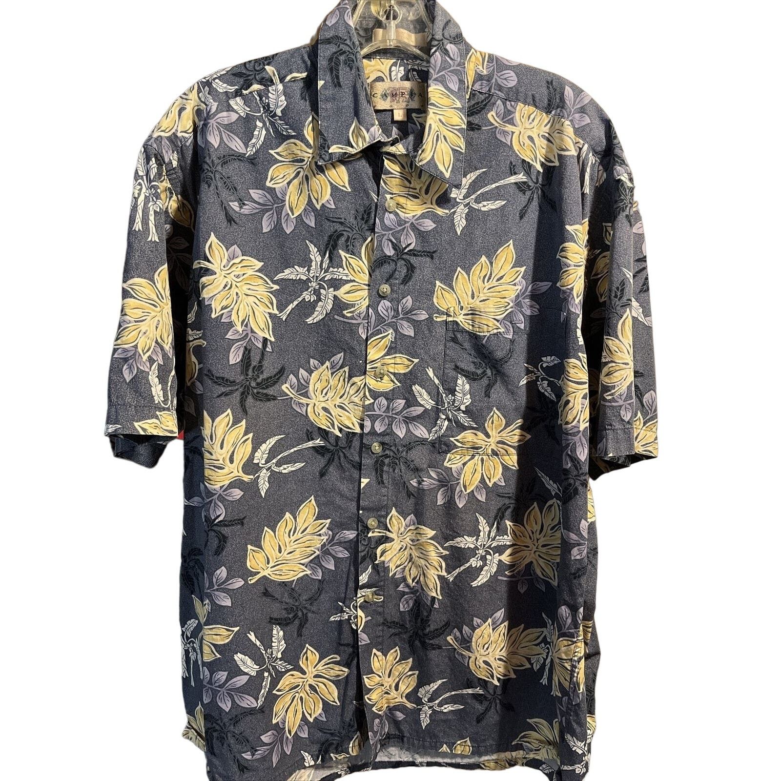 Campia Moda Campia Moda Men’s L Blue Floral Button Cotton Hawaiian Shirt Size US L / EU 52-54 / 3 - 1 Thumbnail