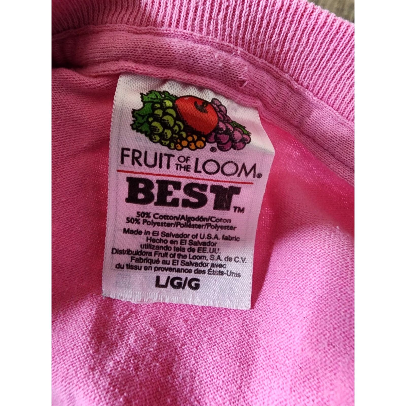 Fruit Of The Loom Vintage 90s Dear Lord Put Your Arm Around My Shoulder Funny T Shirt L Pink Fruit of the Loom Unisex Adults Crew Neck Short Sleeve 90s T-Shirt Size US L / EU 52-54 / 3 - 6 Thumbnail