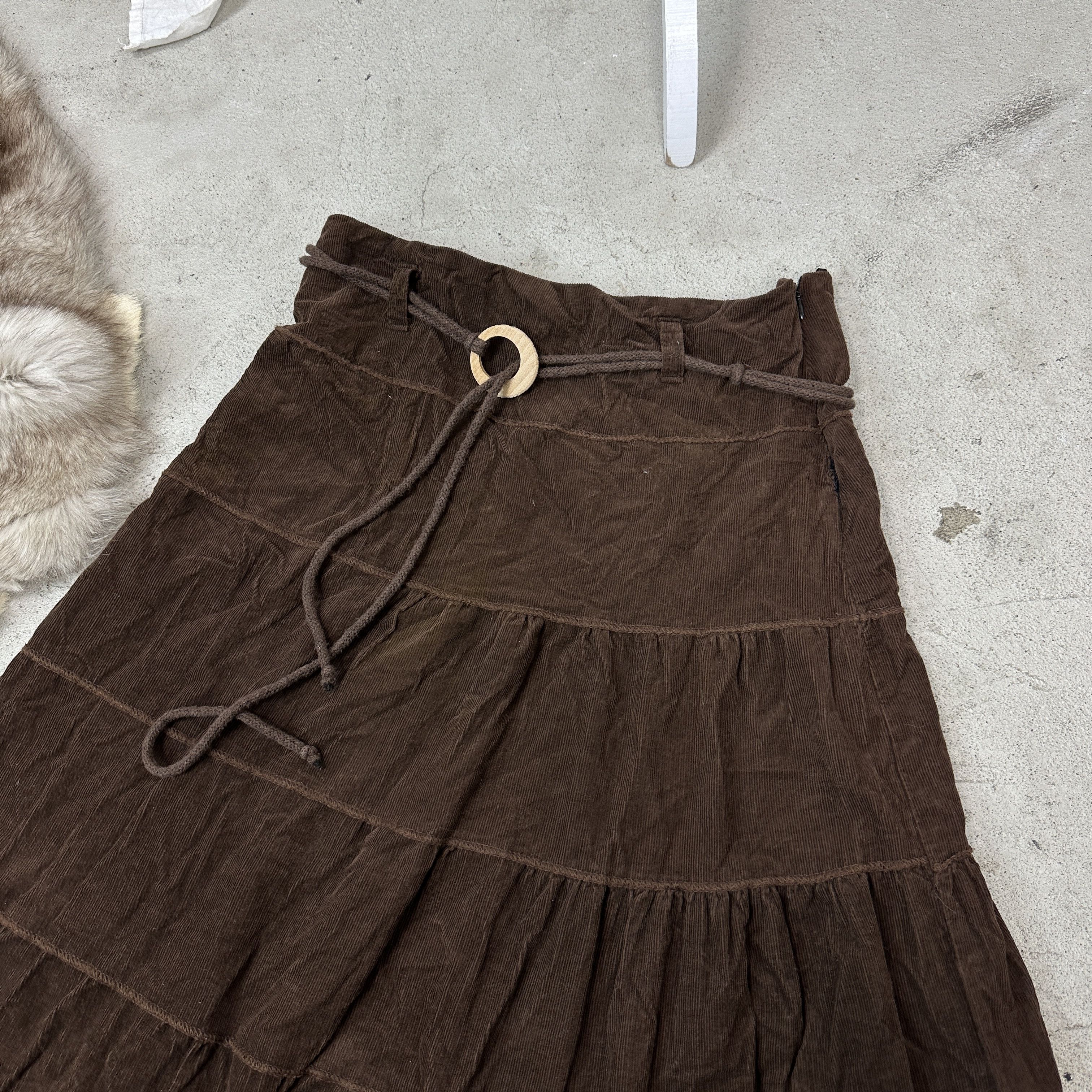 Vintage Vintage Cottagecore Brown Maxi Corduroy Skirt Y2K Size 26" / US 2 / IT 38 - 5 Thumbnail