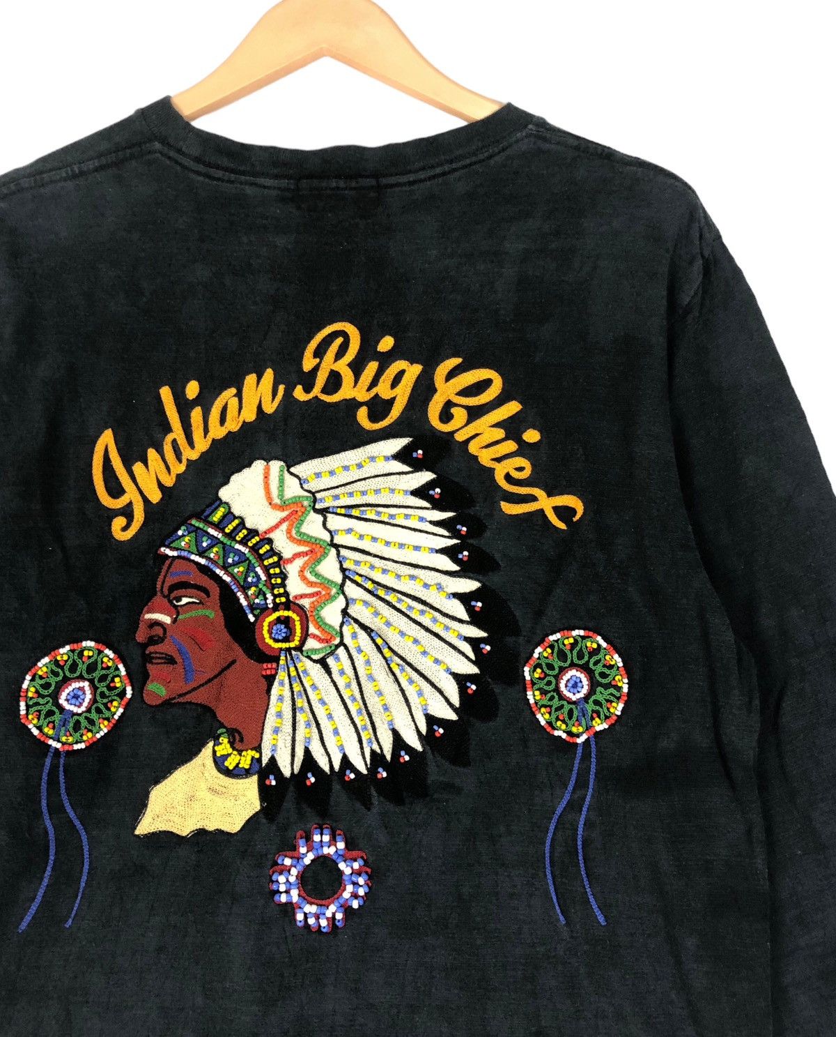Indian Motorcycle × Toyo Enterprises Indian Big Chief Beaded Native Logo Longsleeve T Shirt Size US M / EU 48-50 / 2 - 5 Thumbnail