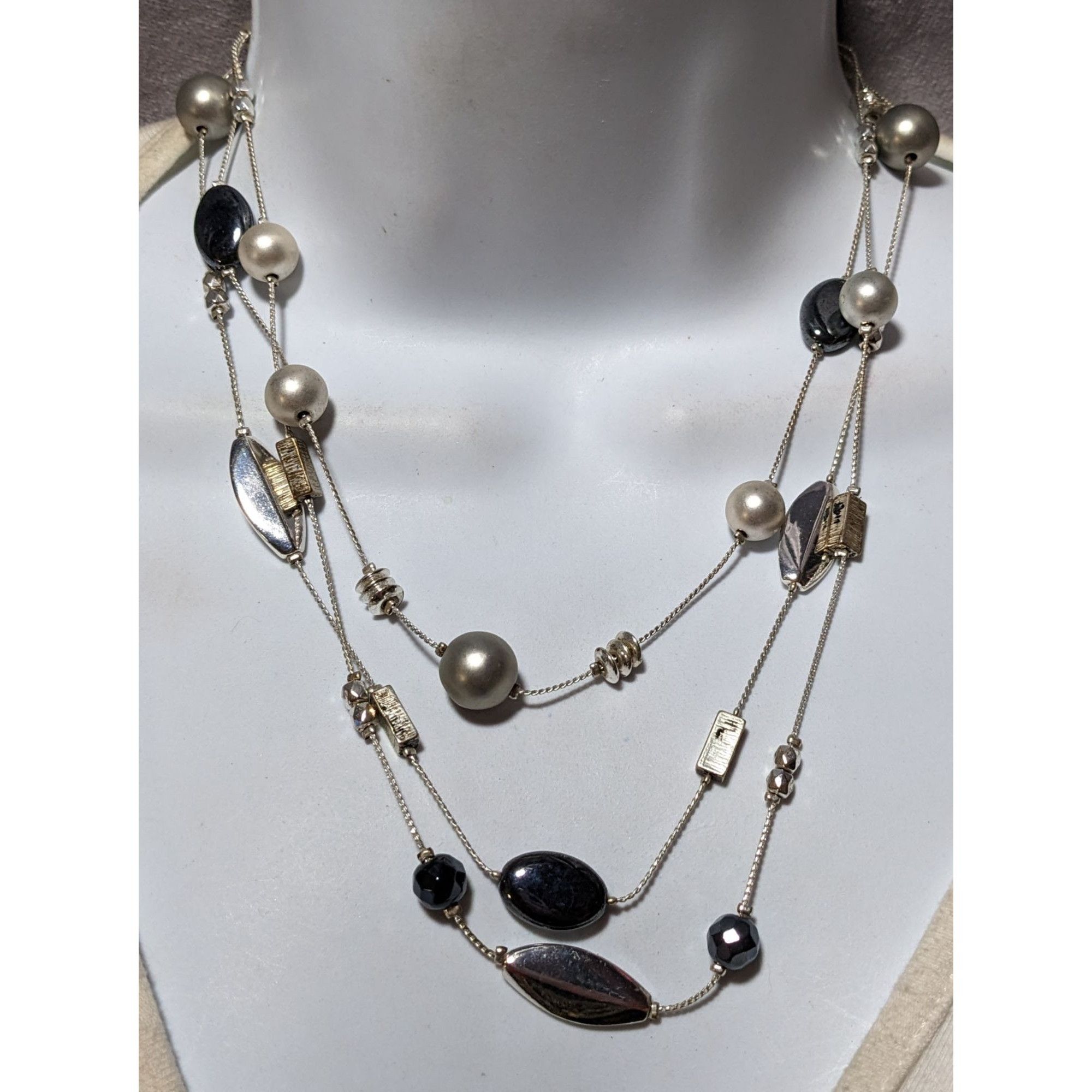 Other Y2K Multilayer Beaded Silver Station Necklace Size ONE SIZE - 5 Thumbnail