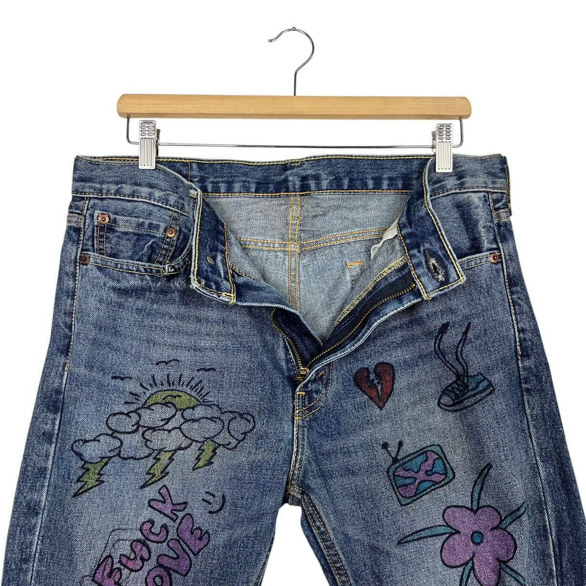 Levi's Vintage Levis 510 Custom Art distressed Denim Jeans Size US 34 / EU 50 - 16 Thumbnail