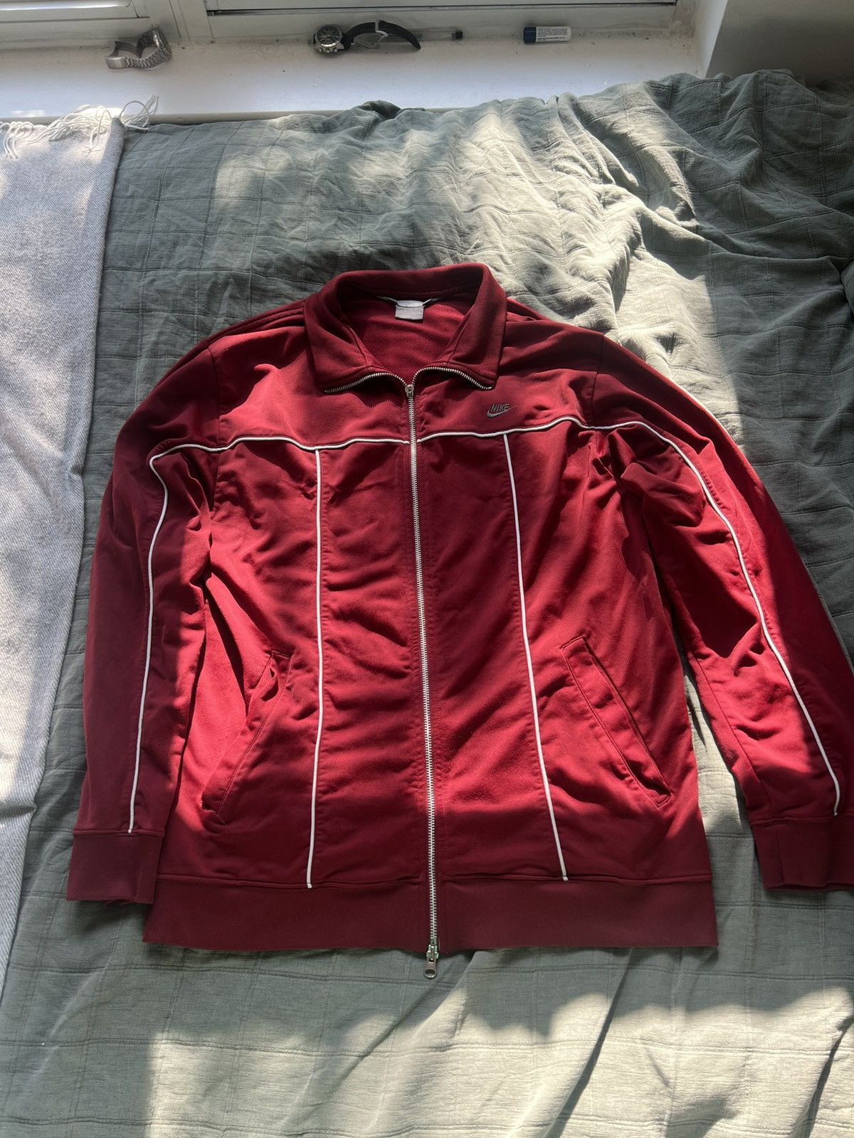 Nike Vintage Burgundy or Maroon y2k Nike track jacket Size US L / EU 52-54 / 3 - 1 Thumbnail