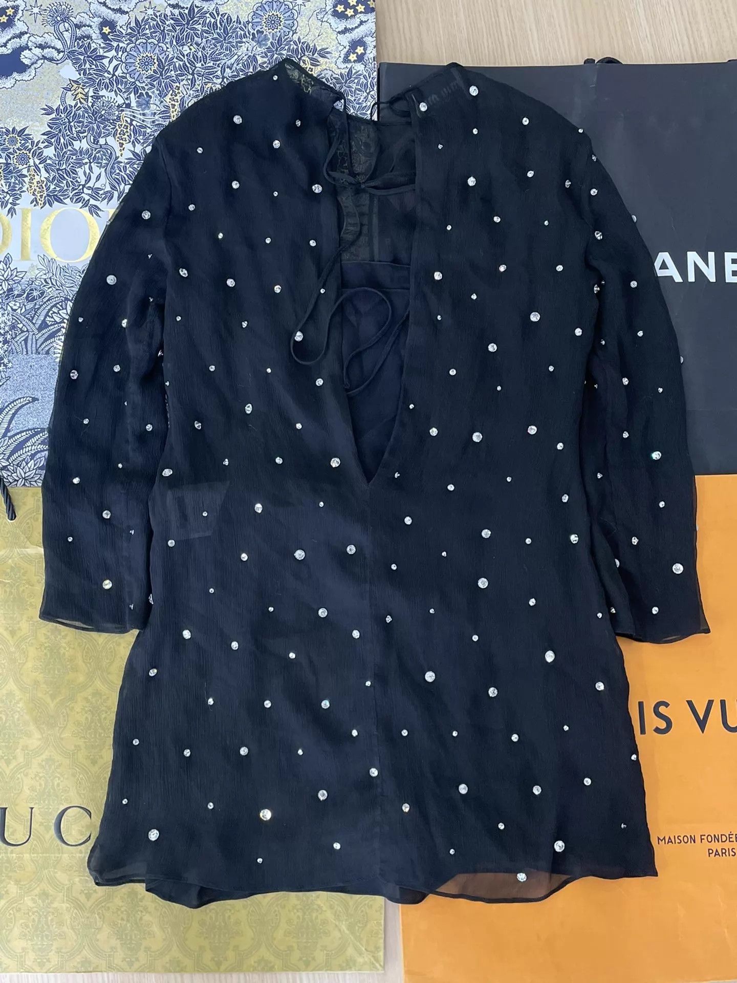 Miu Miu MIU MIU Black Full-Diamond Two-Piece Dress Women's 40 Size S / US 4 / IT 40 - 3 Thumbnail