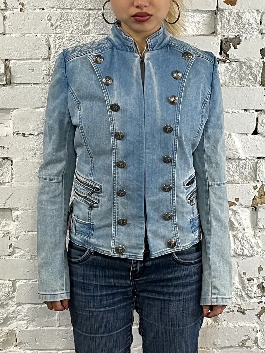 Pierre Balmain 2010s Pierre Balmain Officer Buttoned Blue Denim Jacket Size M / US 6-8 / IT 42-44 - 1 Thumbnail