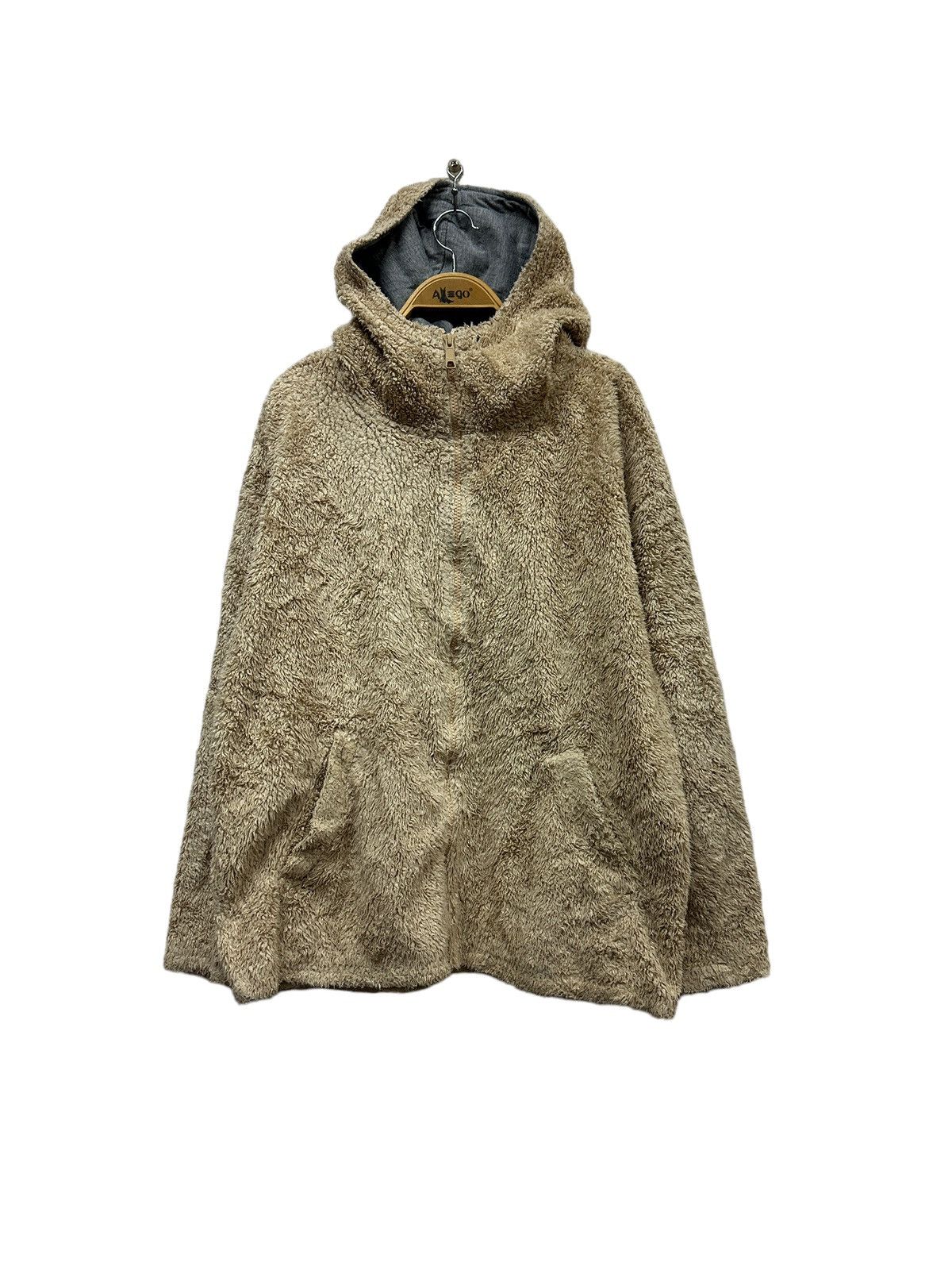 image of Issey Miyake x Tete Homme Vintage Tete Homme Hoodie Fleece Jacket in Beige, Men's (Size Large)