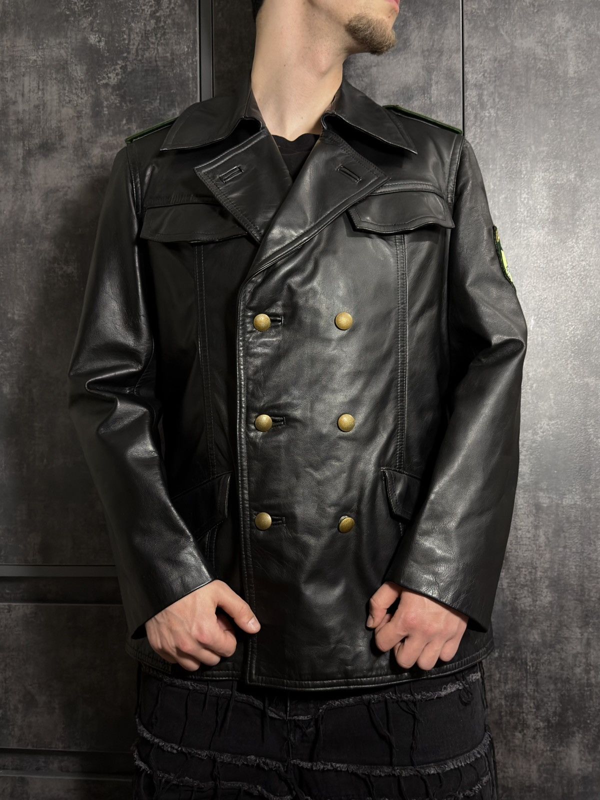 Vintage Crazy Vintage 80s Polizei Leather Jacket Schott Hussar Raf Size US L / EU 52-54 / 3 - 5 Thumbnail
