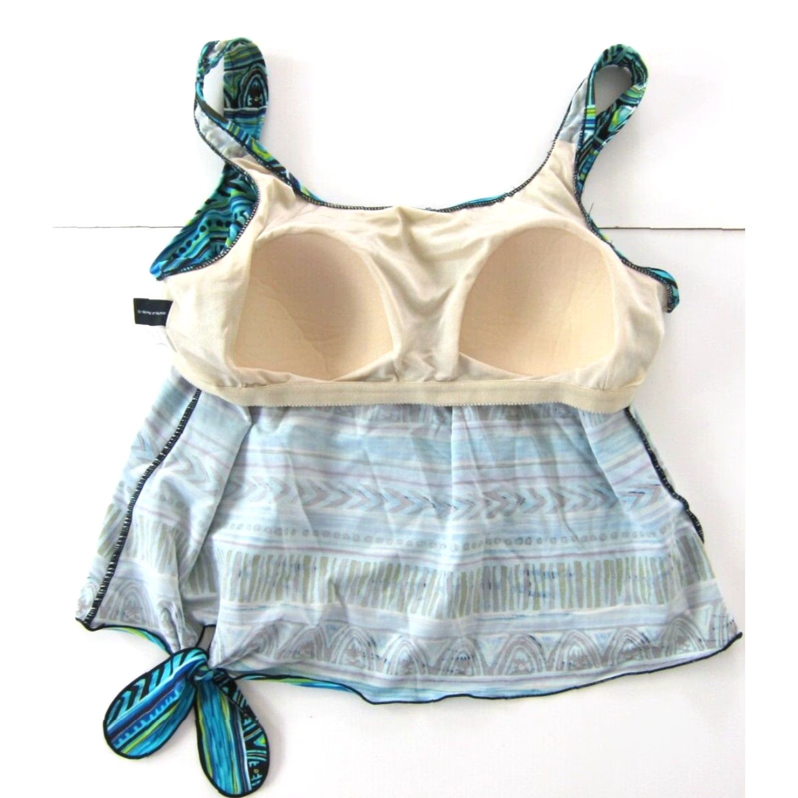 Vintage Azul Tankini Women 16 Blue Built In Bra Swimsuit Aztec Tankini Women 16 Azul Blue Green Aztec Built In Bra Swimsuit Tankini Women 16 Size ONE SIZE - 6 Thumbnail