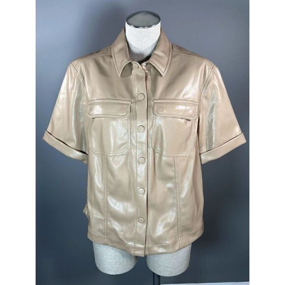 Jonathan Simkhai Jonathan Simkhai NEW Joselin Faux Leather Jacket in Tan Size Size M / US 6-8 / IT 42-44 - 3 Thumbnail