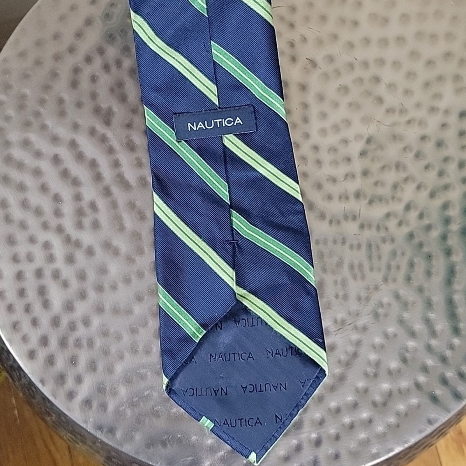 Nautica Nautica Blue Green Repp Silk Neck Tie Size ONE SIZE - 6 Thumbnail