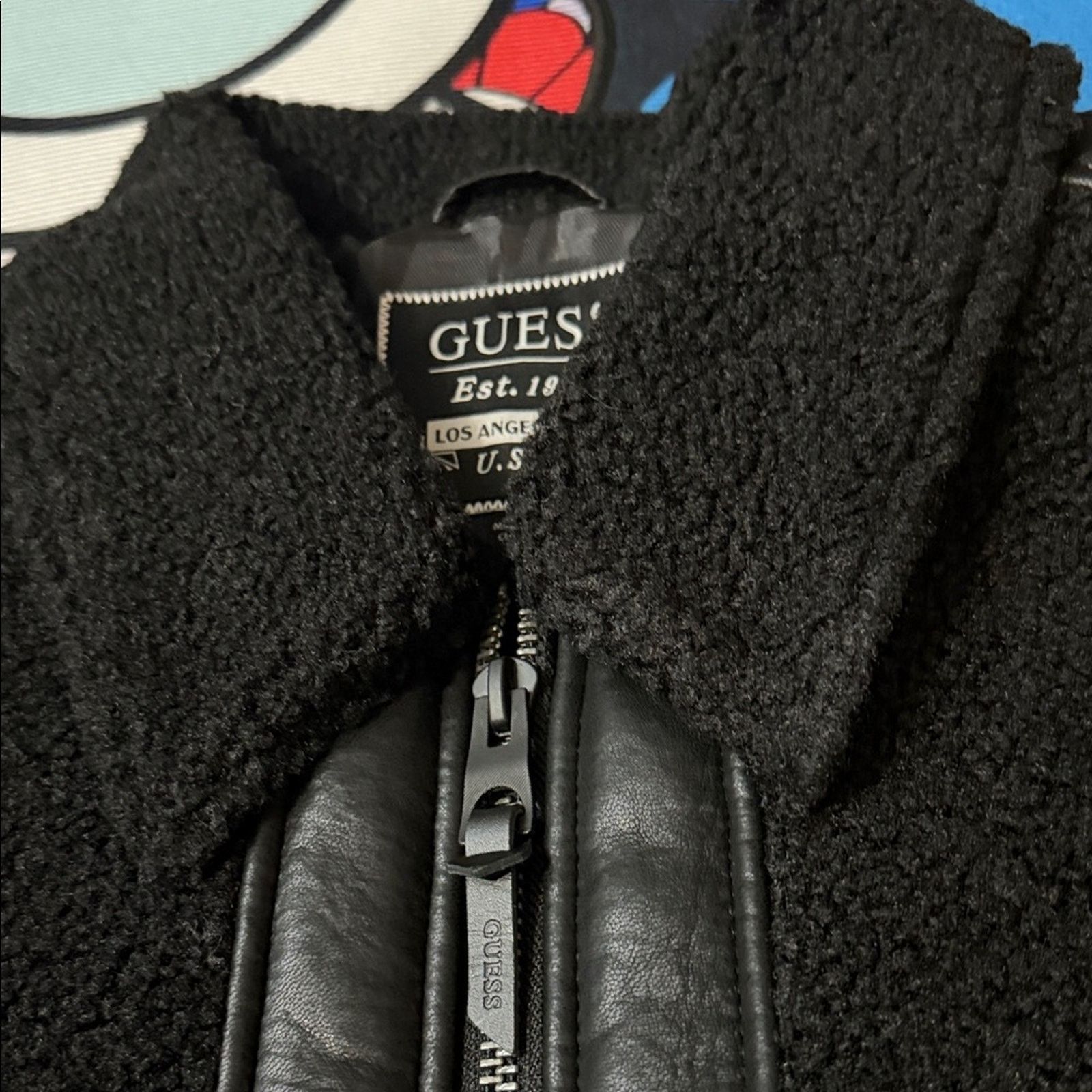 Guess GUESS Men's Faux-Leather Fleece-Trimmed Jacket Size US L / EU 52-54 / 3 - 8 Thumbnail