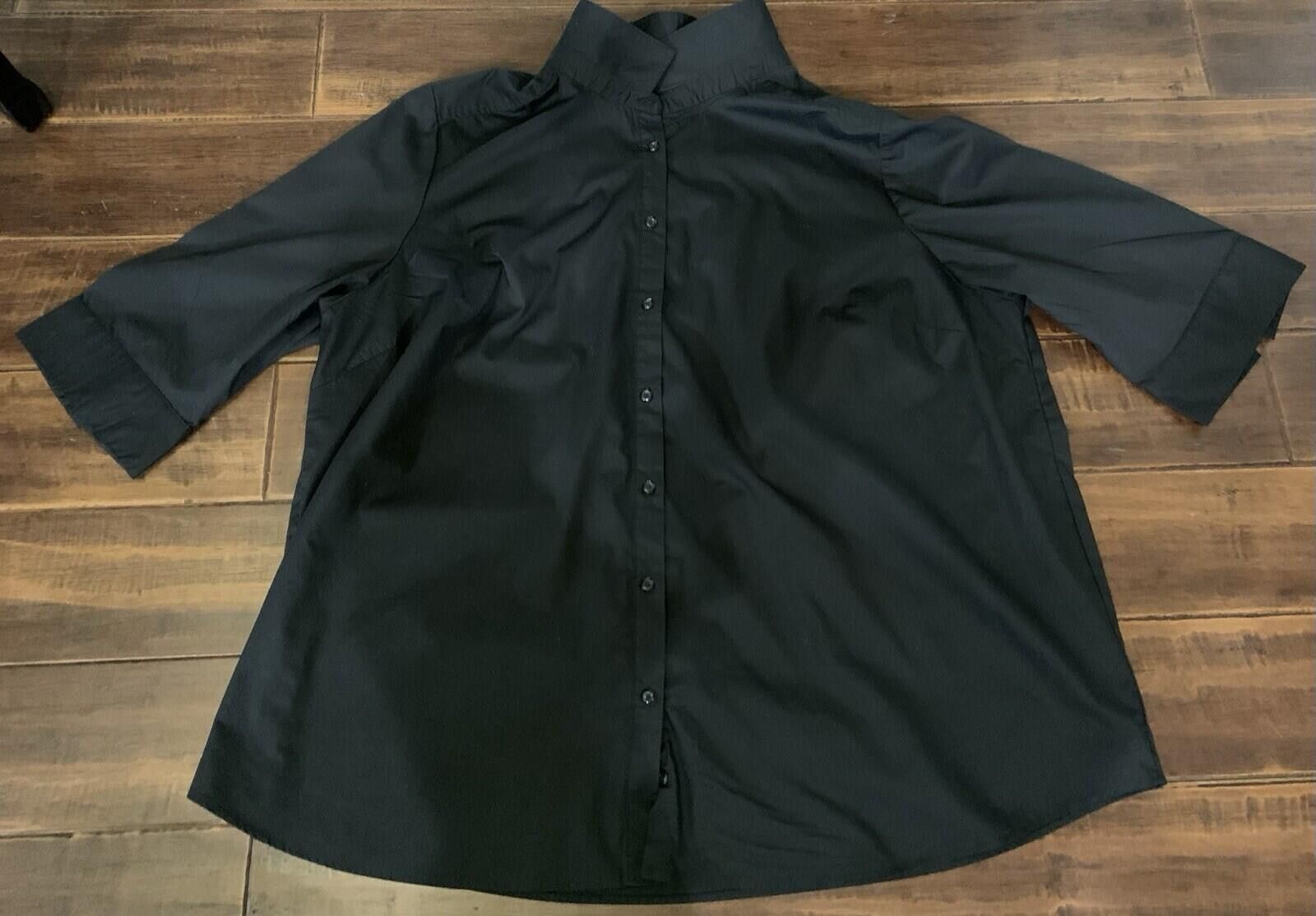 Other 28W Black Button Up Women's Plus Size 3/4 Sleeve Kate Shirt Size 4XL / US 24-26 - 1 Thumbnail
