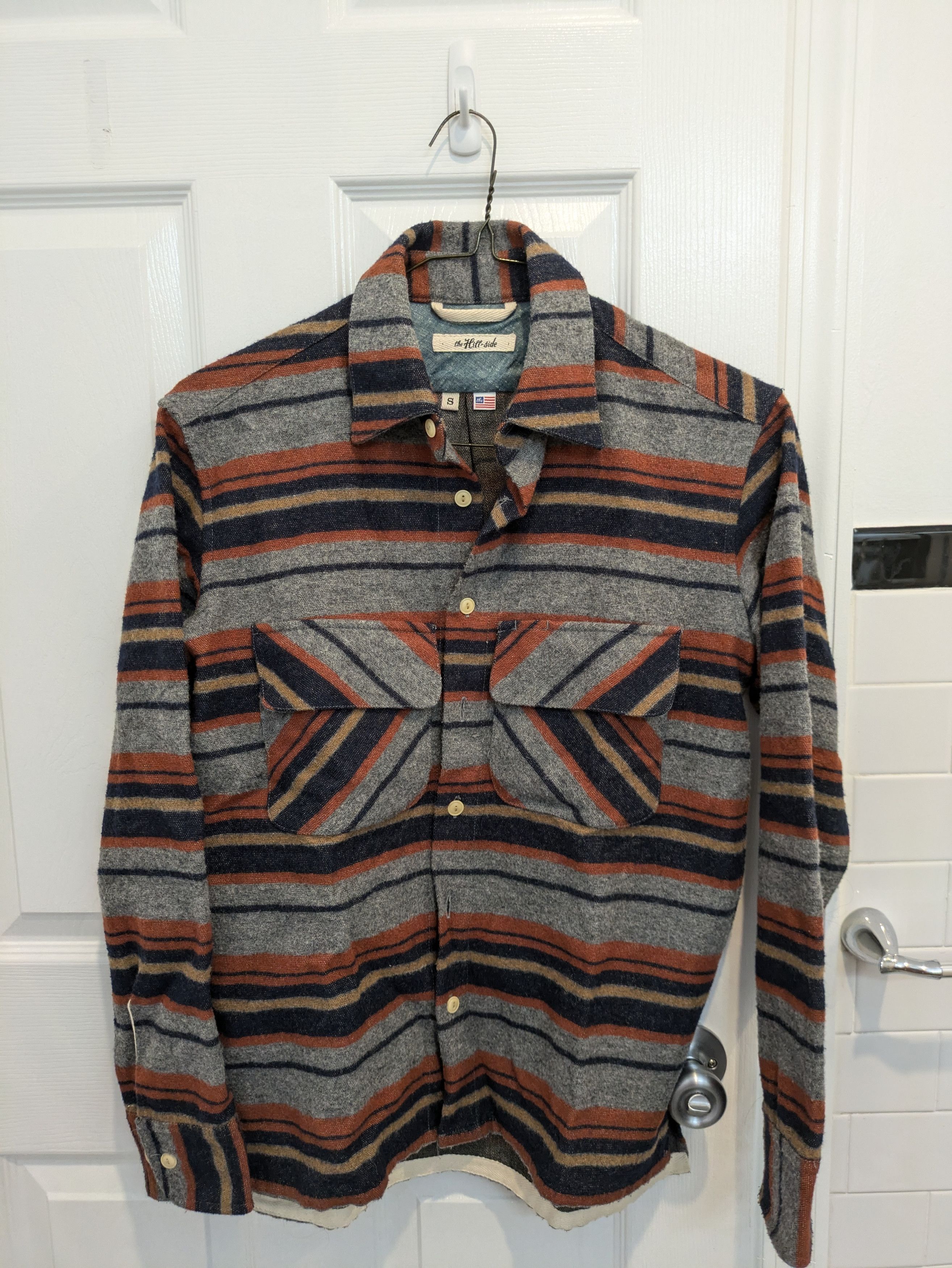 The Hill-Side The Hill-Side Wool-Blend Striped Blanket Shirt Size US S / EU 44-46 / 1 - 1 Thumbnail